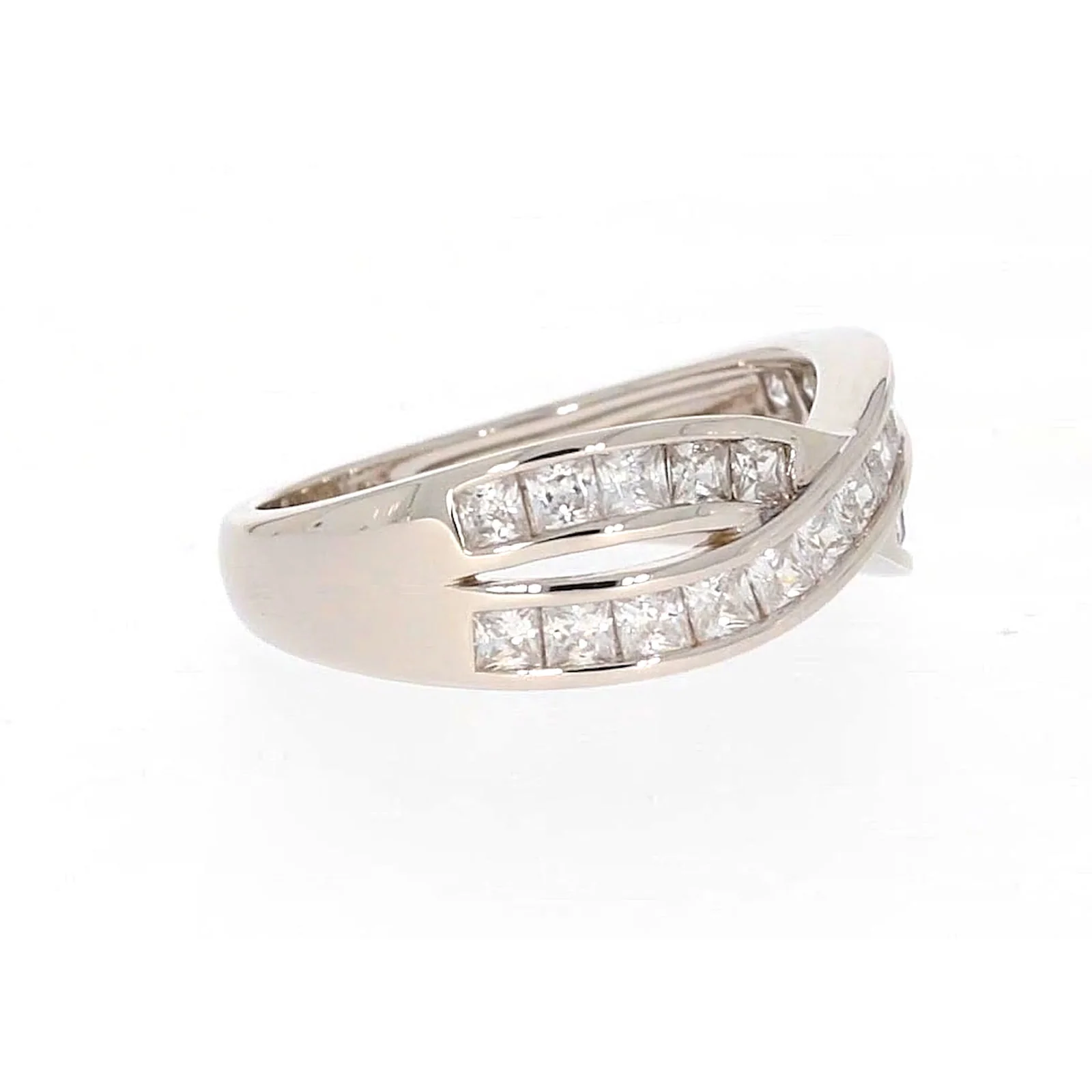 Sterling Silver Cubic Zirconia Cross Over Ring - Image 64