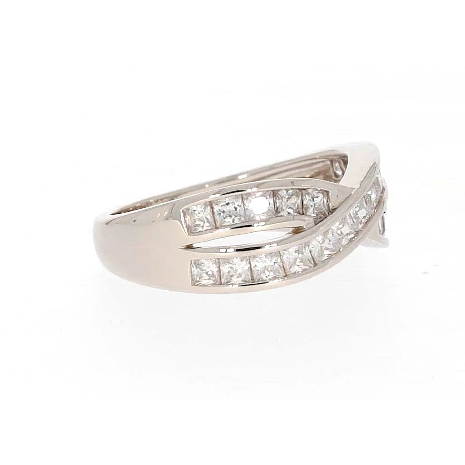 Sterling Silver Cubic Zirconia Cross Over Ring - Image 65