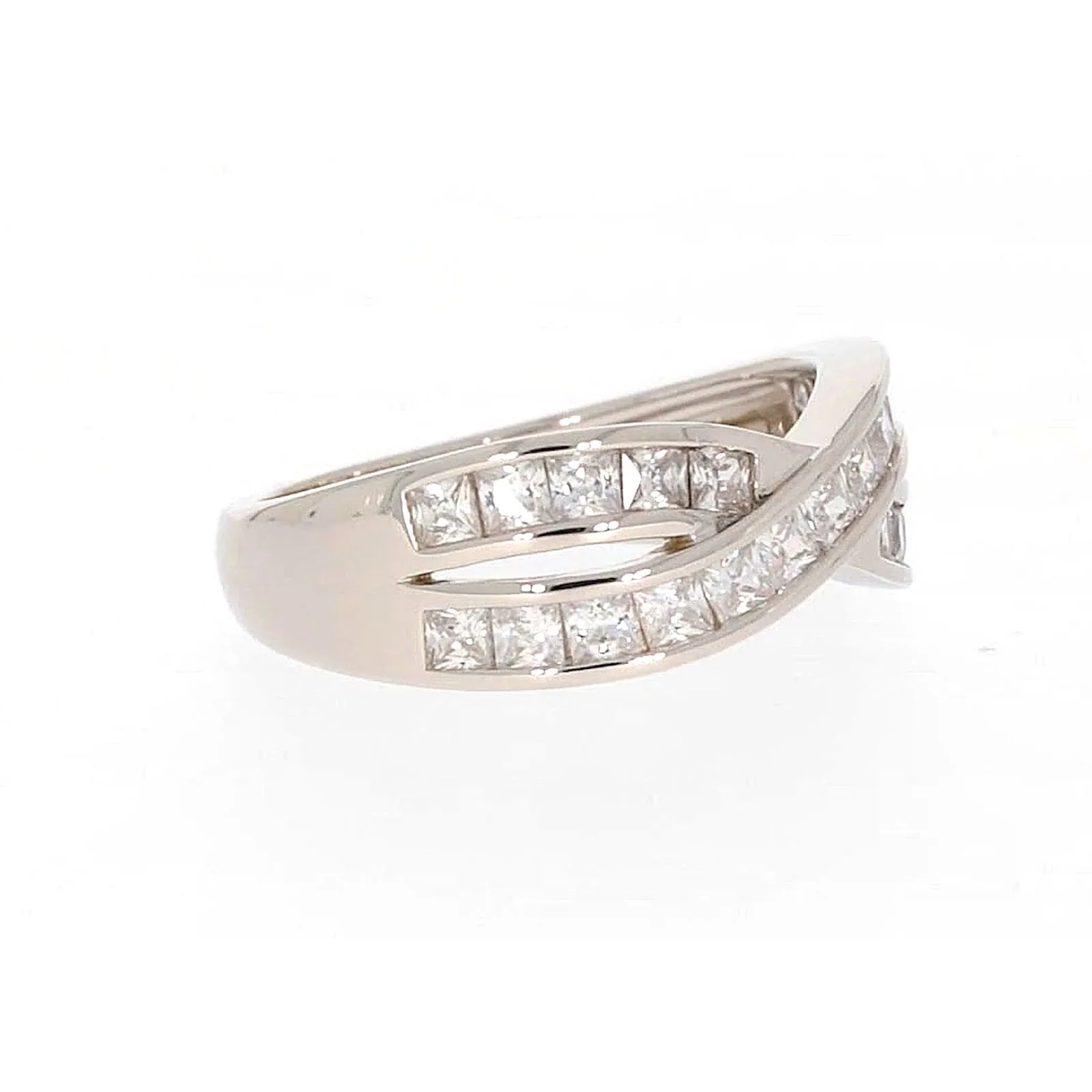 Sterling Silver Cubic Zirconia Cross Over Ring - Image 66