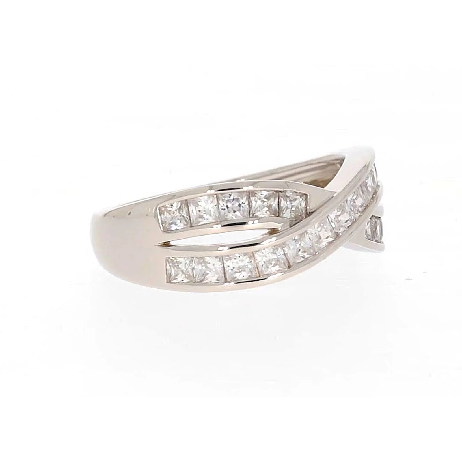 Sterling Silver Cubic Zirconia Cross Over Ring - Image 67