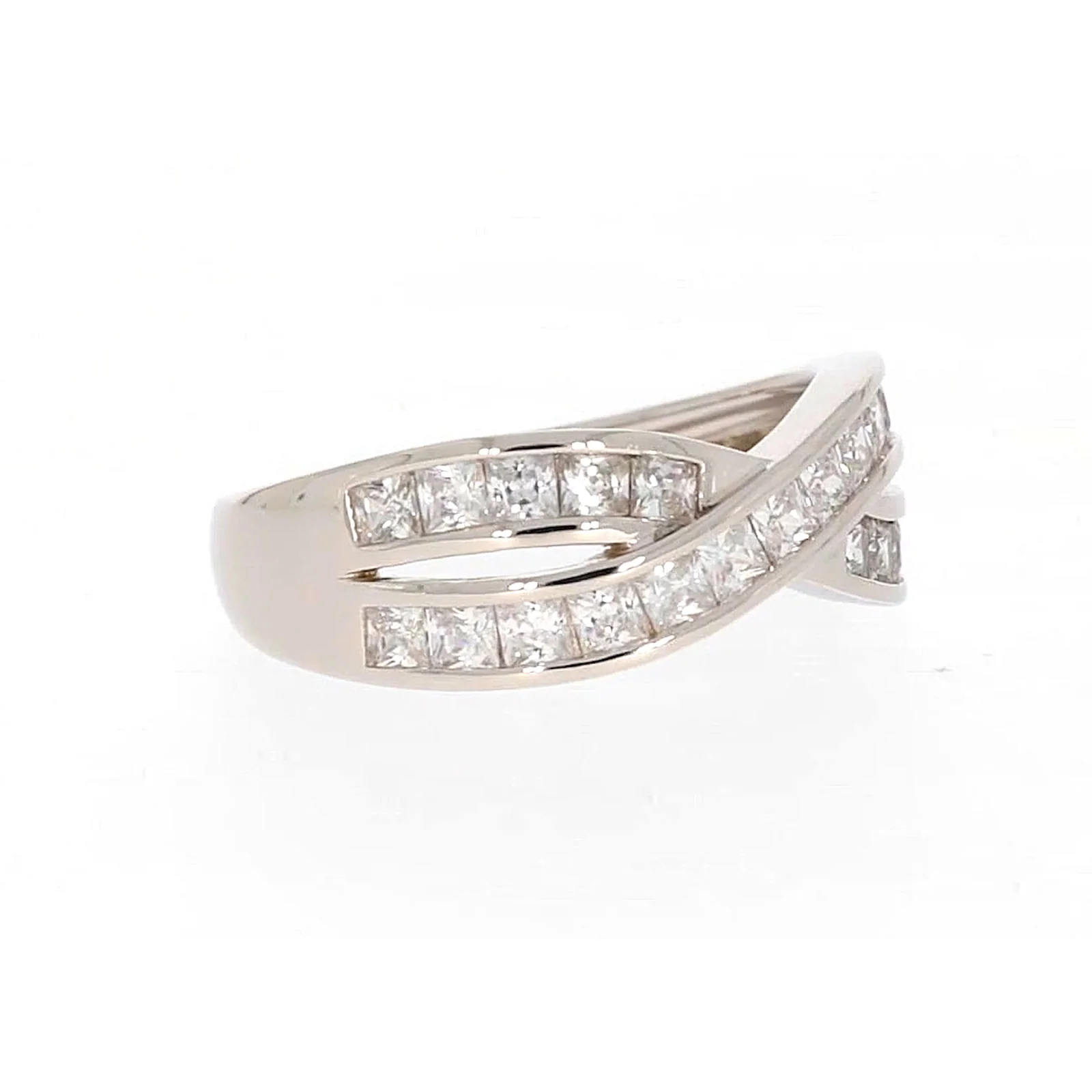 Sterling Silver Cubic Zirconia Cross Over Ring - Image 68