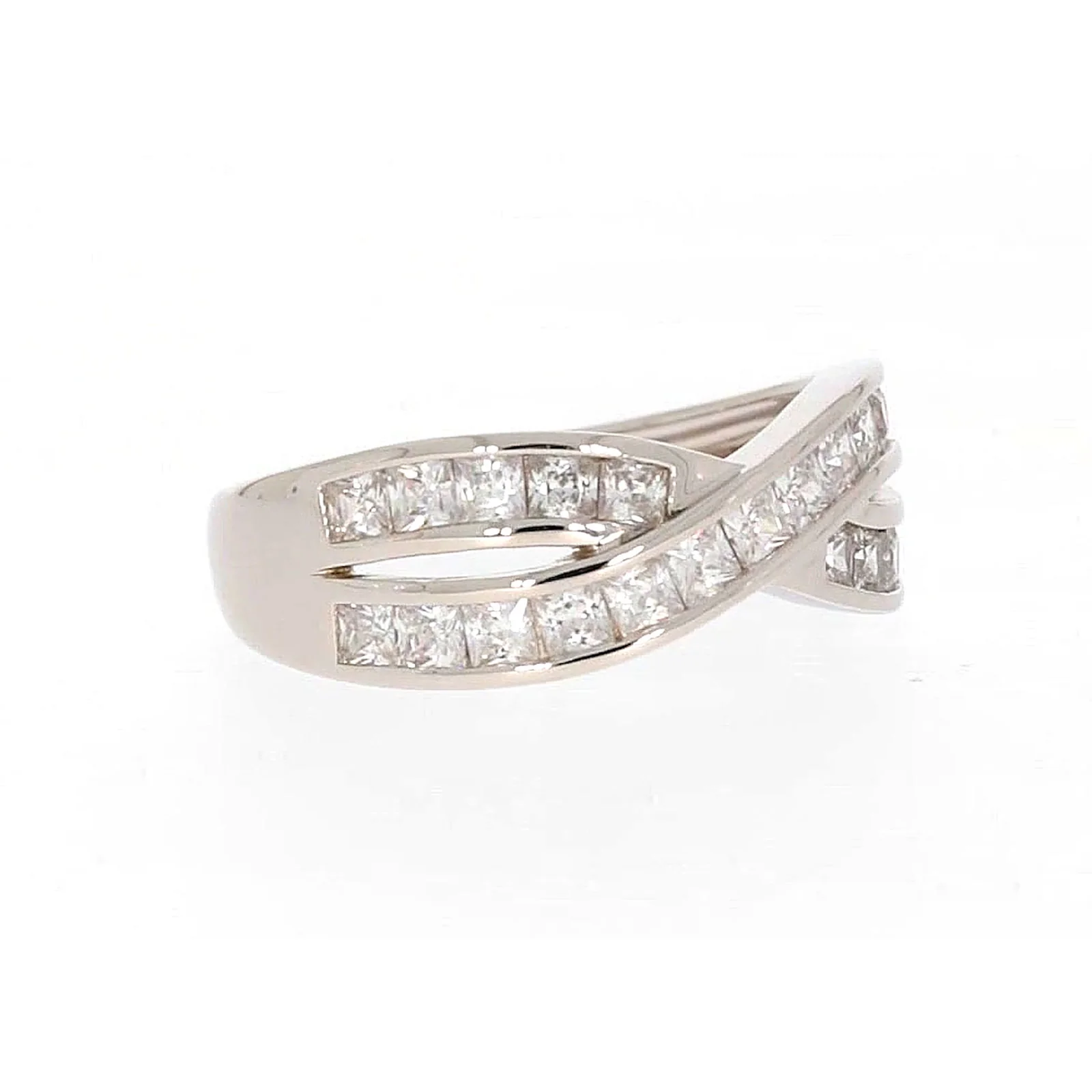 Sterling Silver Cubic Zirconia Cross Over Ring - Image 69