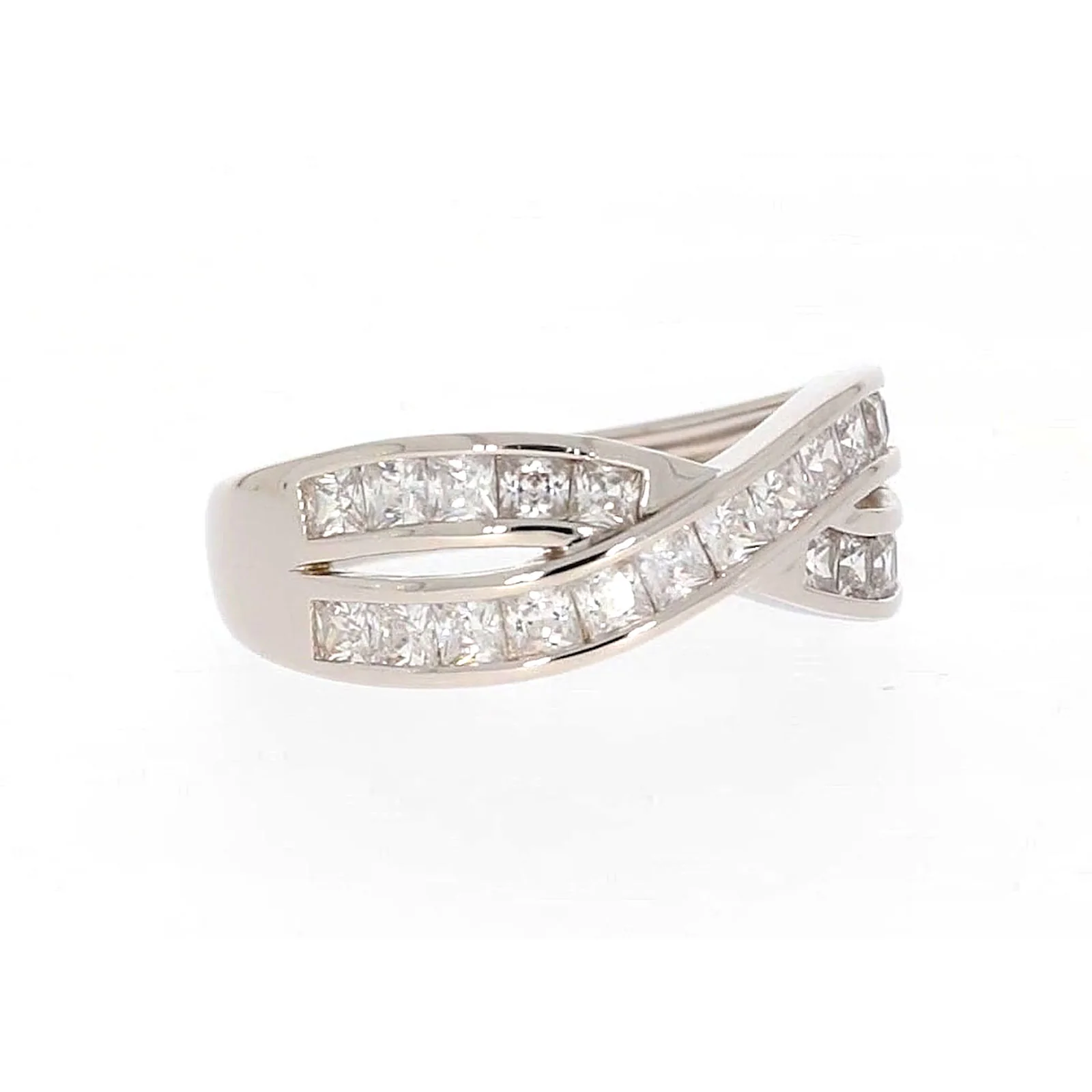 Sterling Silver Cubic Zirconia Cross Over Ring - Image 70