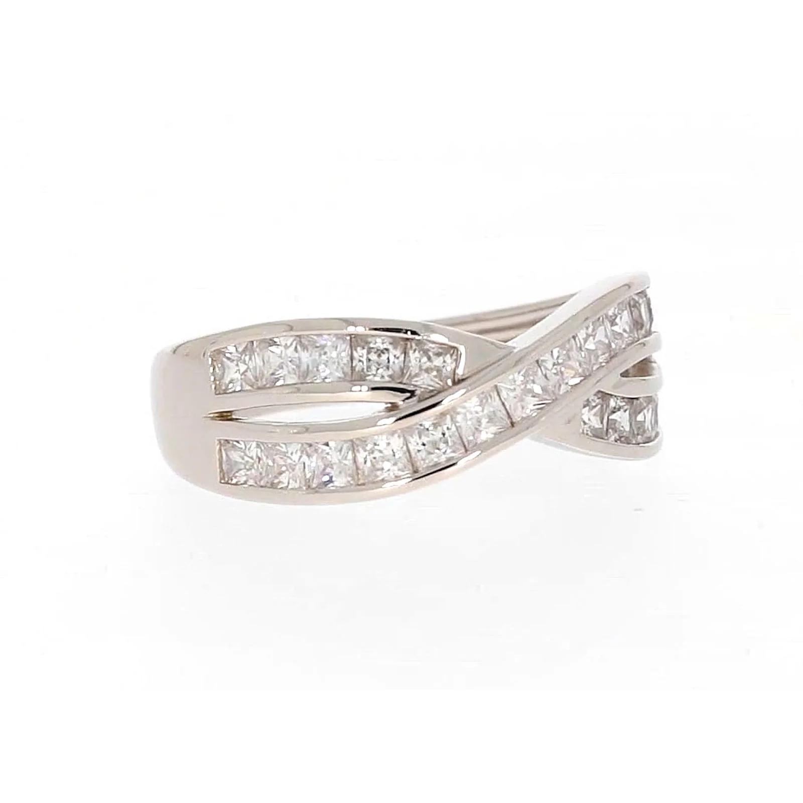 Sterling Silver Cubic Zirconia Cross Over Ring - Image 71