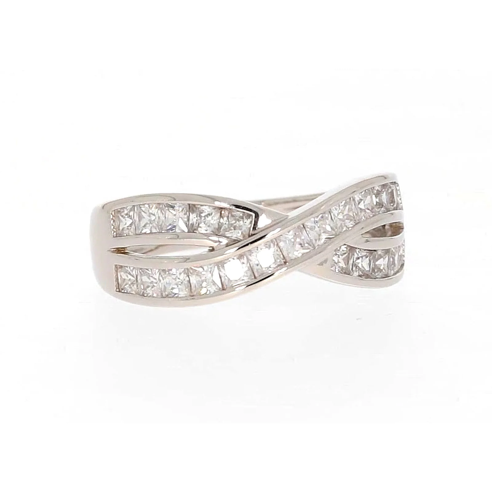 Sterling Silver Cubic Zirconia Cross Over Ring - Image 73