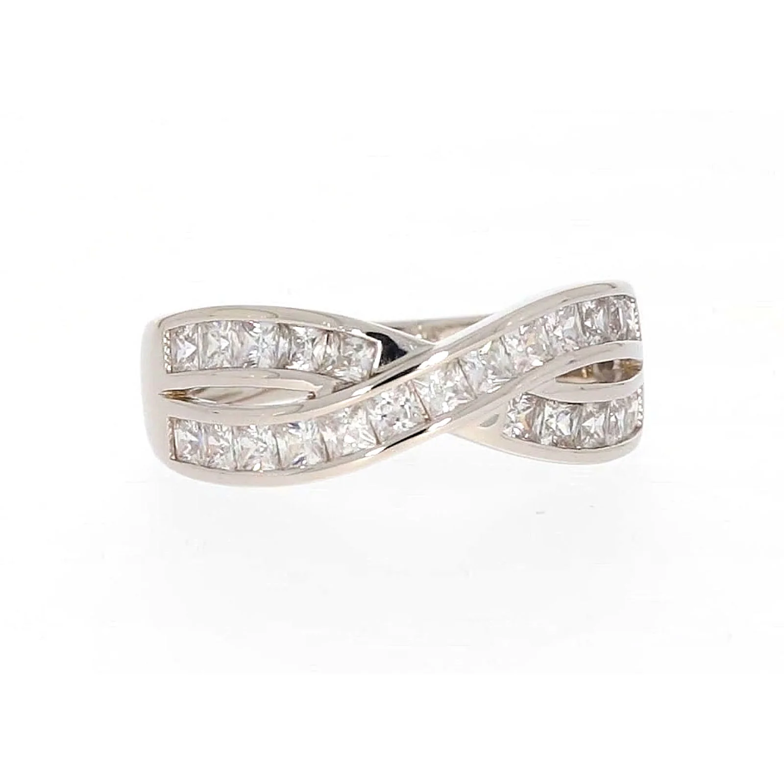 Sterling Silver Cubic Zirconia Cross Over Ring - Image 74