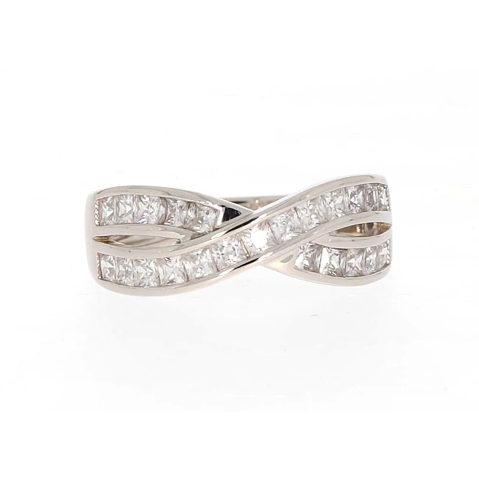 Sterling Silver Cubic Zirconia Cross Over Ring - Image 75