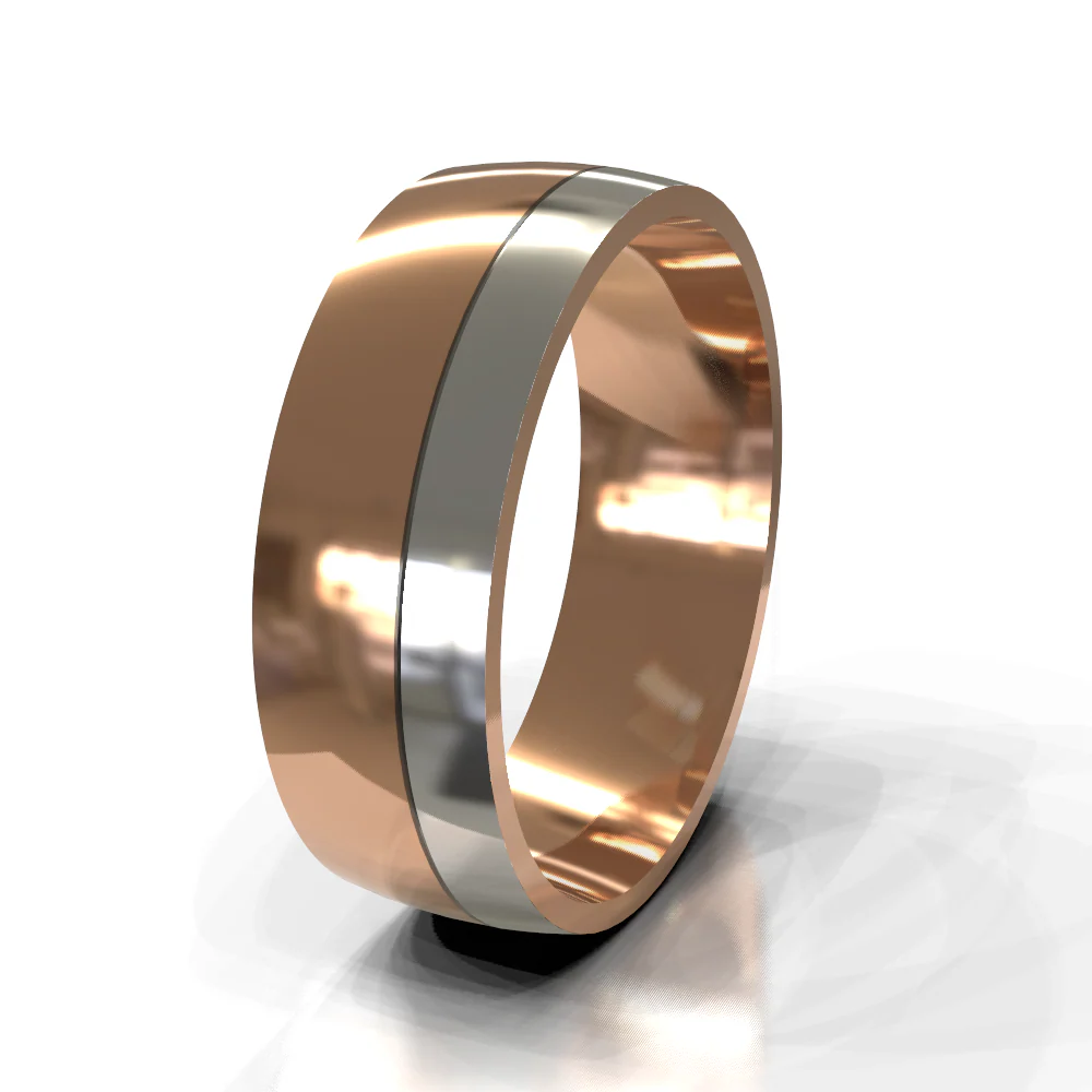 18ct Rose Gold 8.0mm Multi-Tone Band