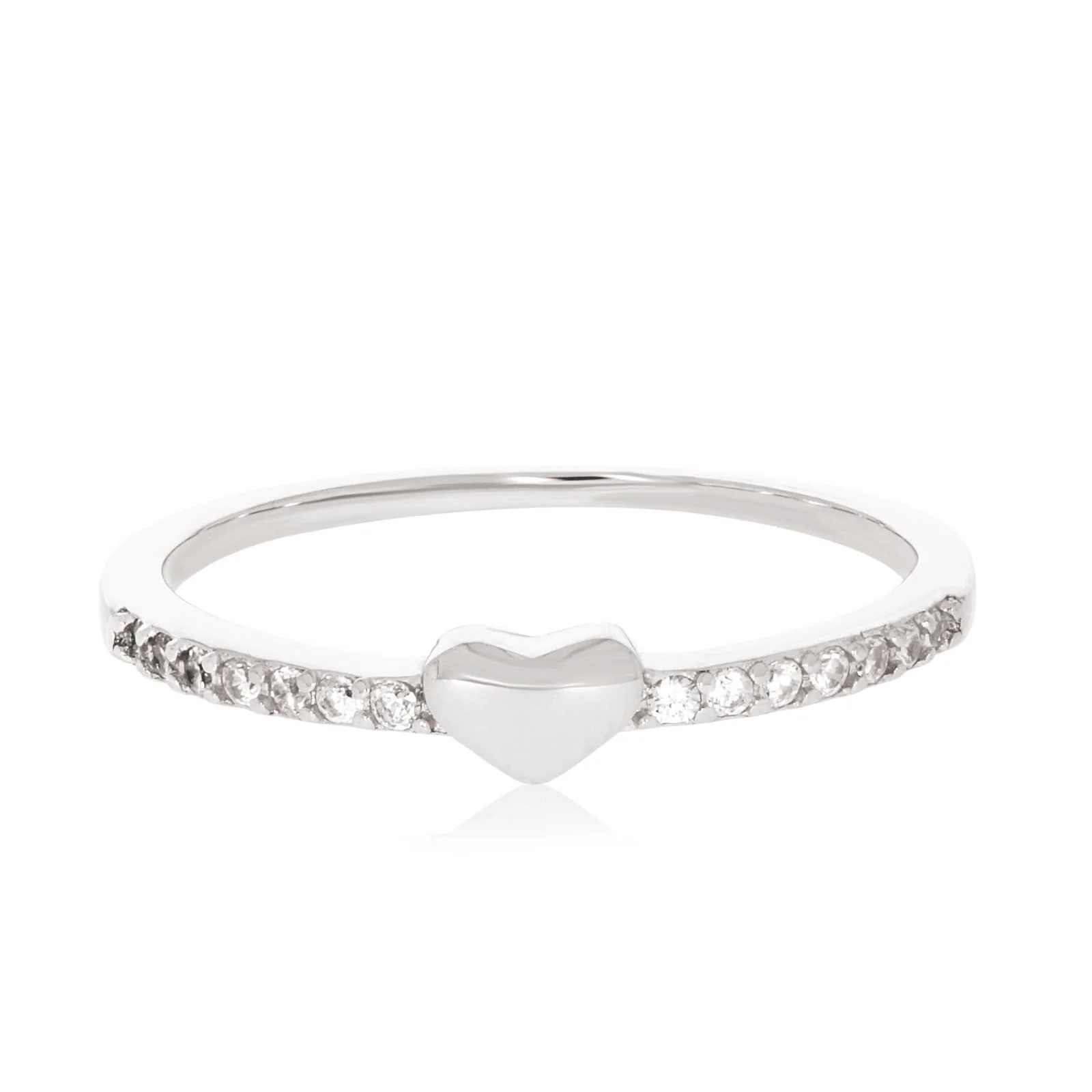 Sterling Silver Cubic Zirconia and Heart Stacker Ring