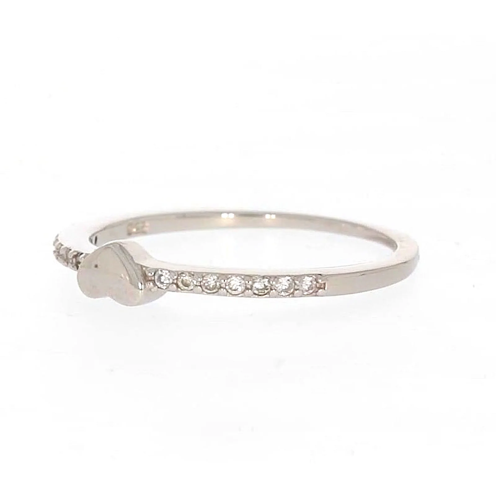 Sterling Silver Cubic Zirconia and Heart Stacker Ring - Image 10