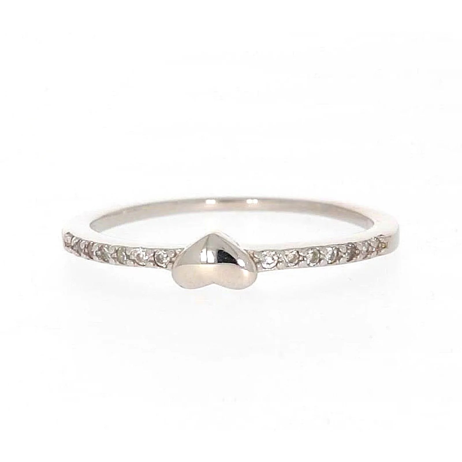 Sterling Silver Cubic Zirconia and Heart Stacker Ring - Image 2