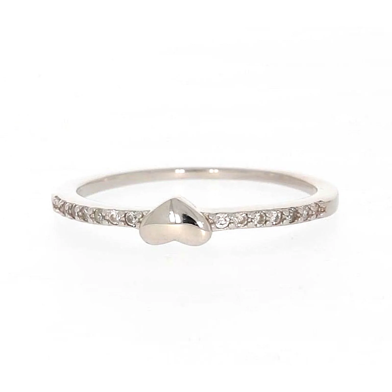 Sterling Silver Cubic Zirconia and Heart Stacker Ring - Image 3