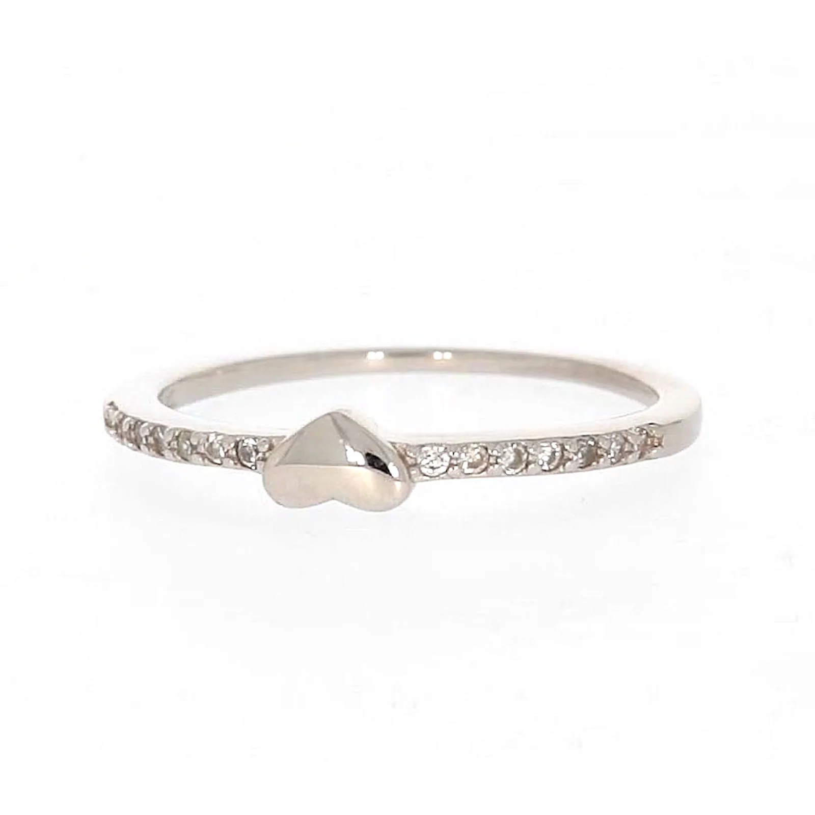 Sterling Silver Cubic Zirconia and Heart Stacker Ring - Image 4
