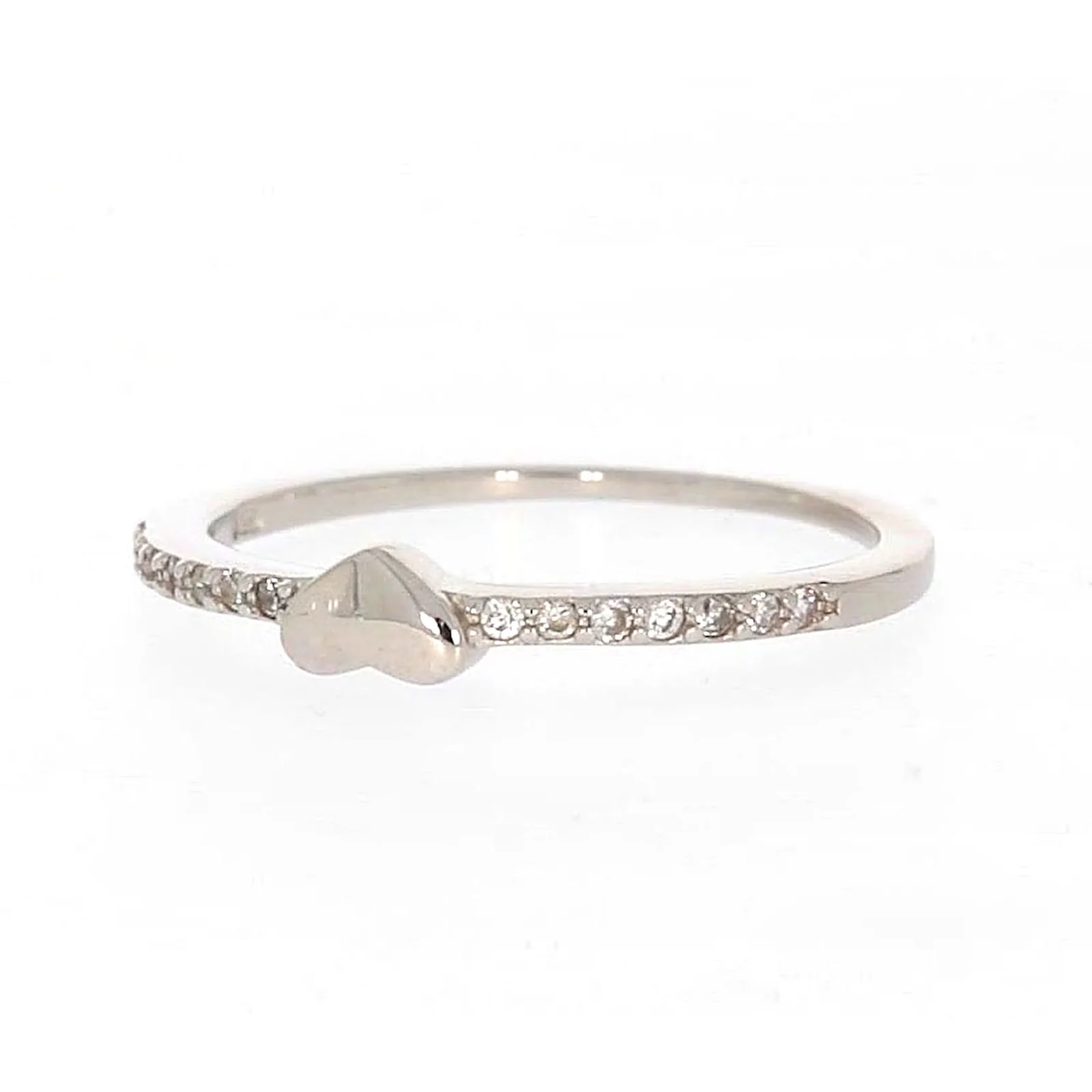 Sterling Silver Cubic Zirconia and Heart Stacker Ring - Image 6