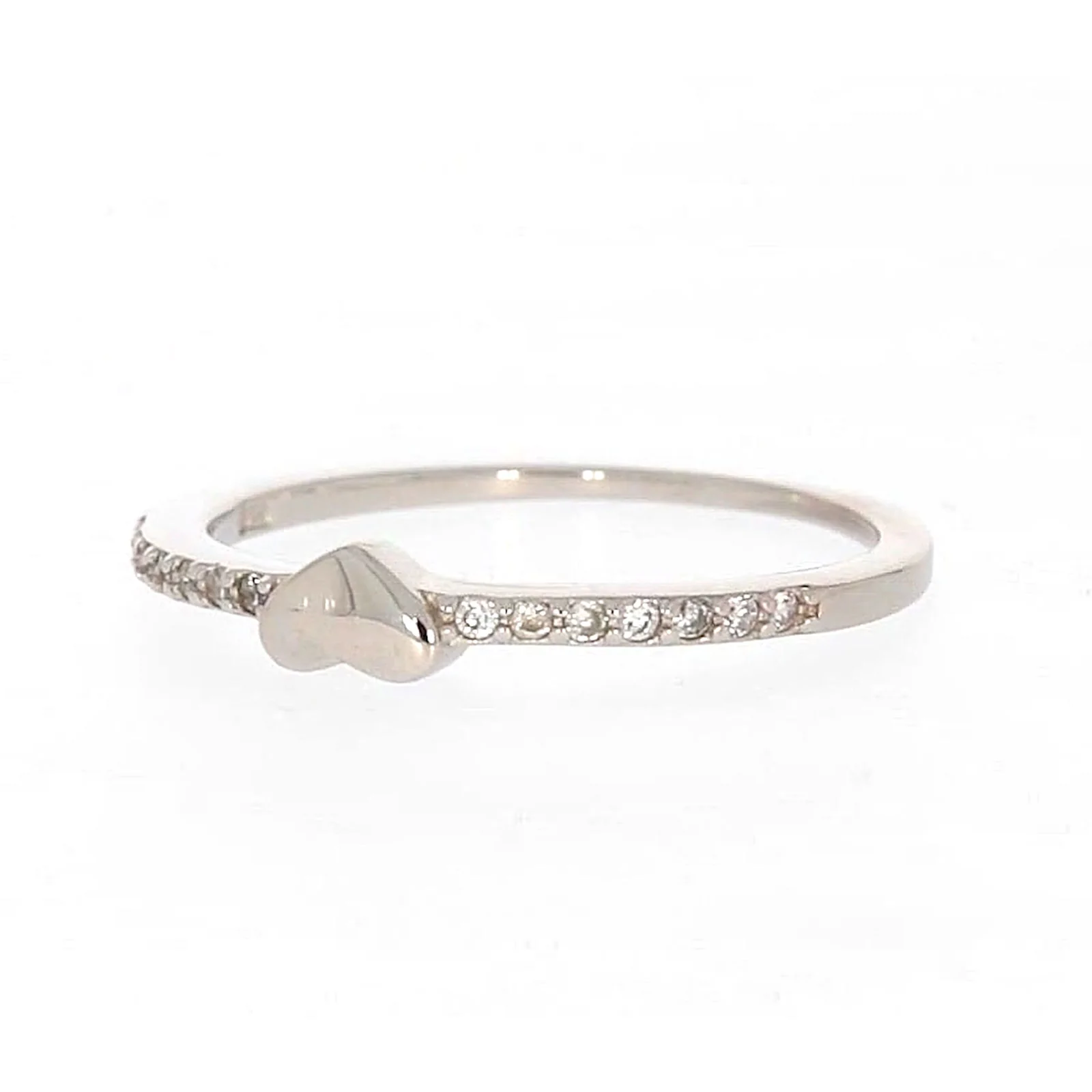 Sterling Silver Cubic Zirconia and Heart Stacker Ring - Image 7
