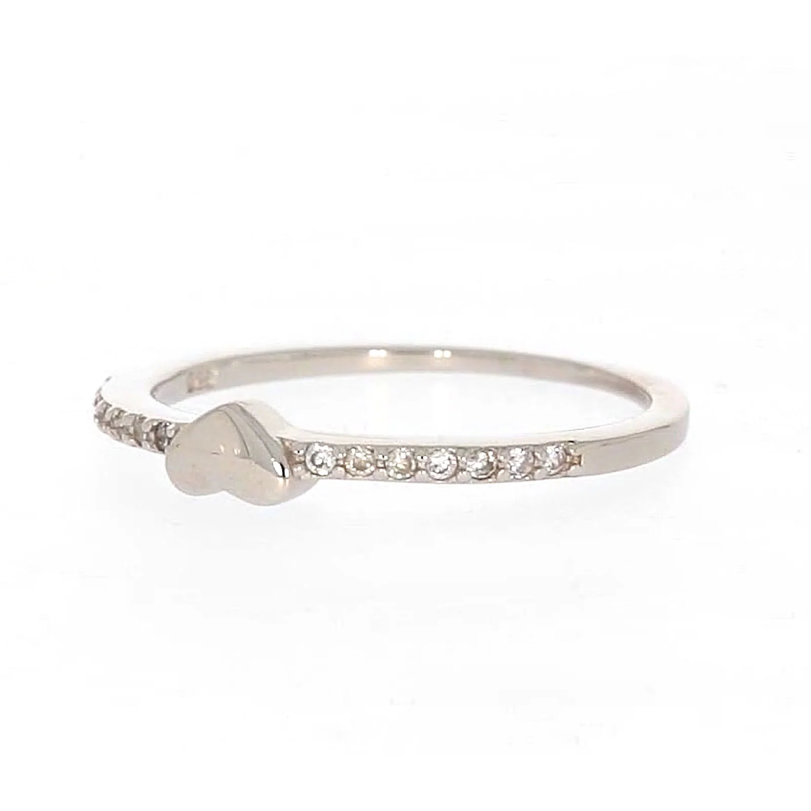 Sterling Silver Cubic Zirconia and Heart Stacker Ring - Image 8