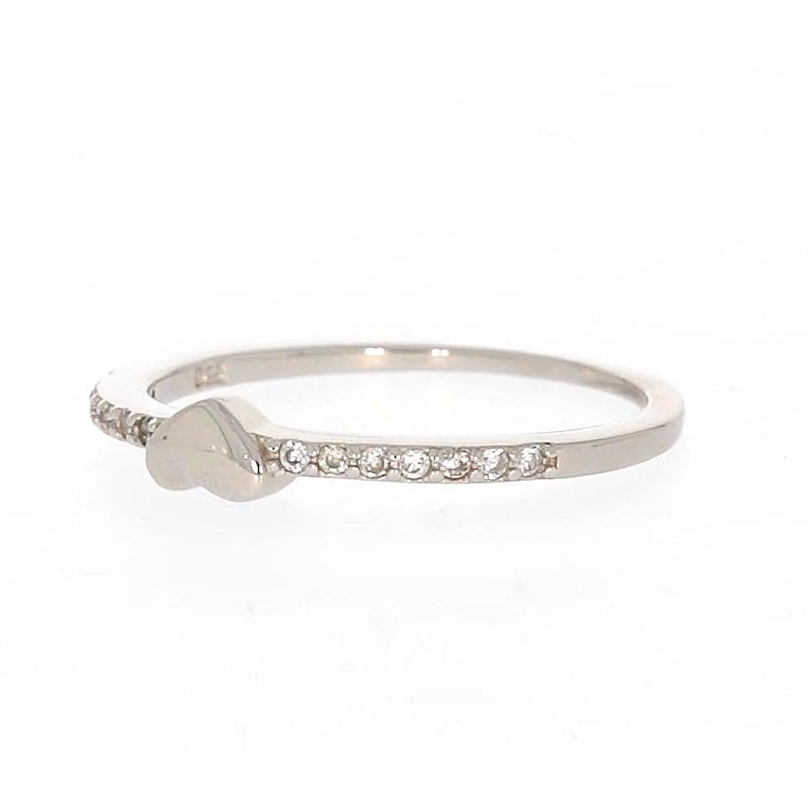 Sterling Silver Cubic Zirconia and Heart Stacker Ring - Image 9