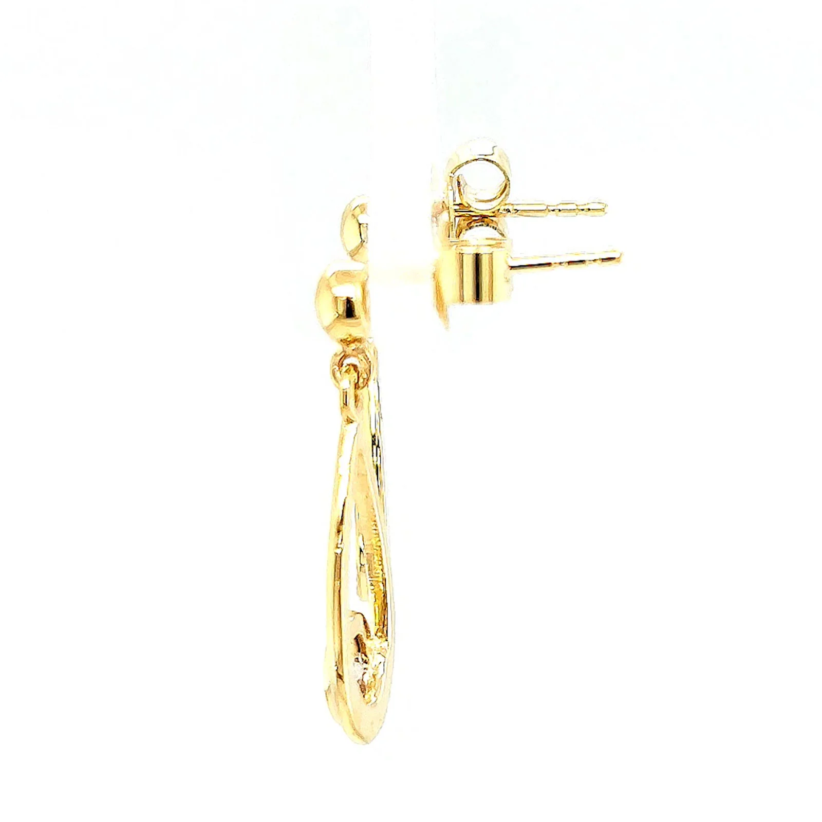 9ct Yellow Gold Round Brilliant Cut & Diamond Set Drop Earrings - Image 21