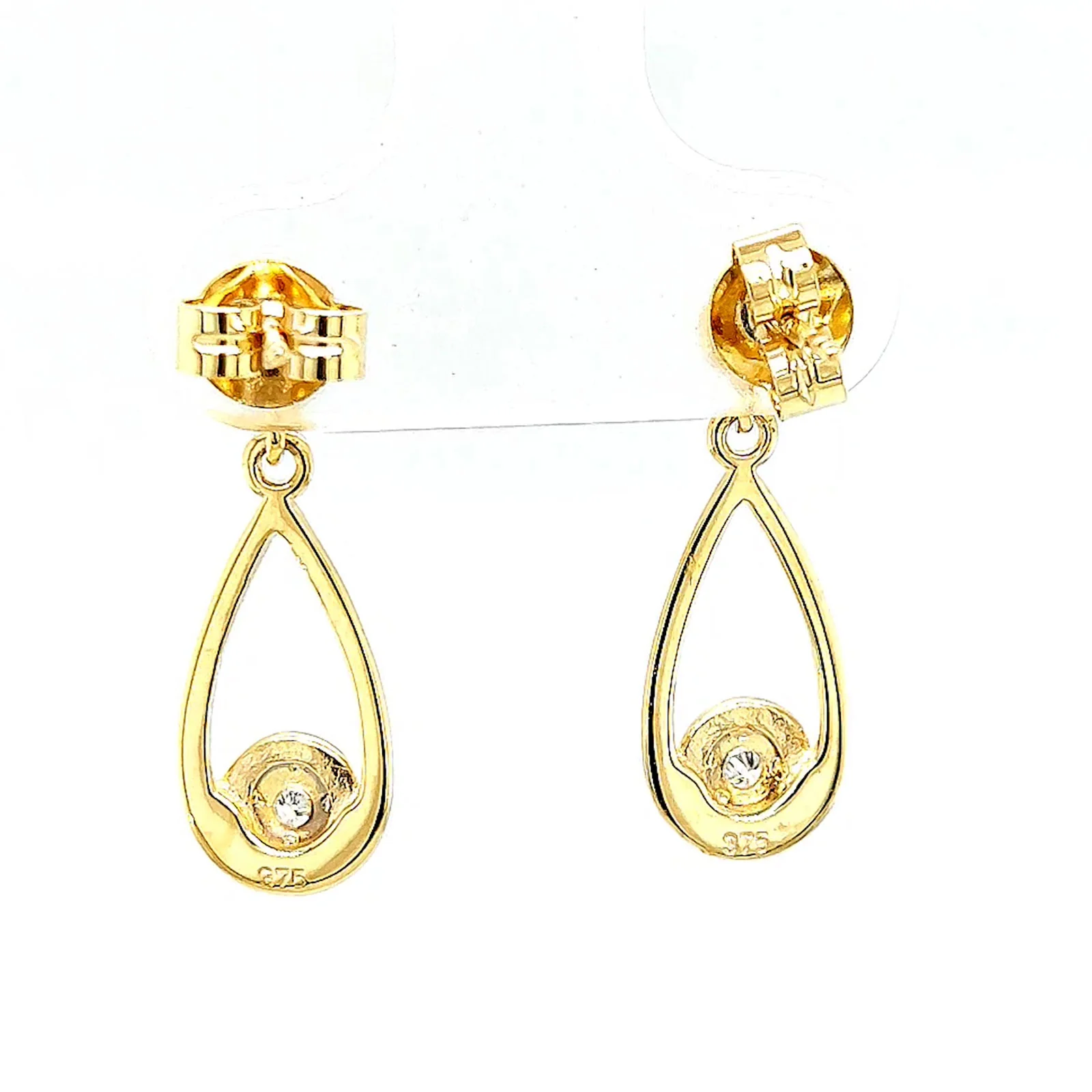 9ct Yellow Gold Round Brilliant Cut & Diamond Set Drop Earrings - Image 38