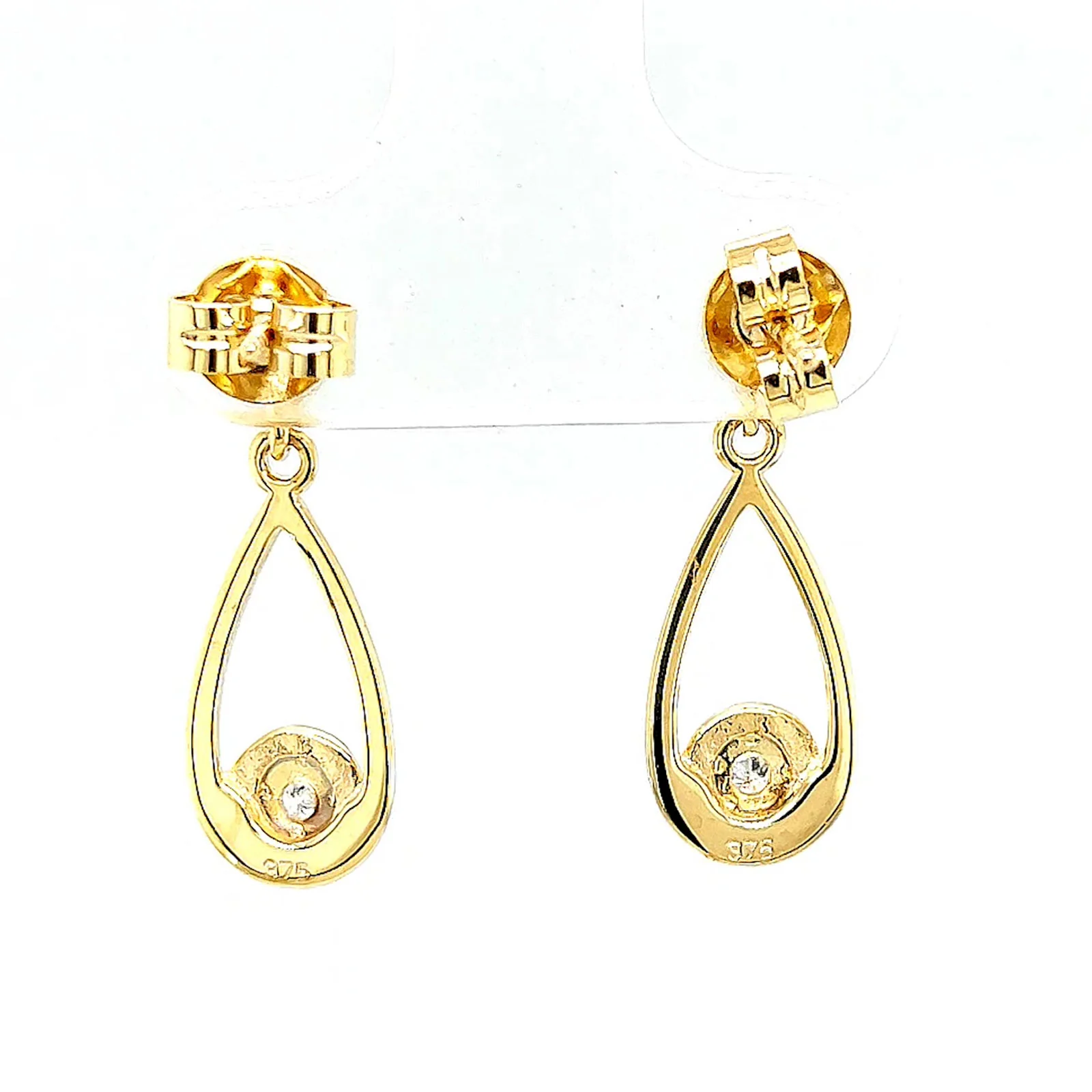 9ct Yellow Gold Round Brilliant Cut & Diamond Set Drop Earrings - Image 39