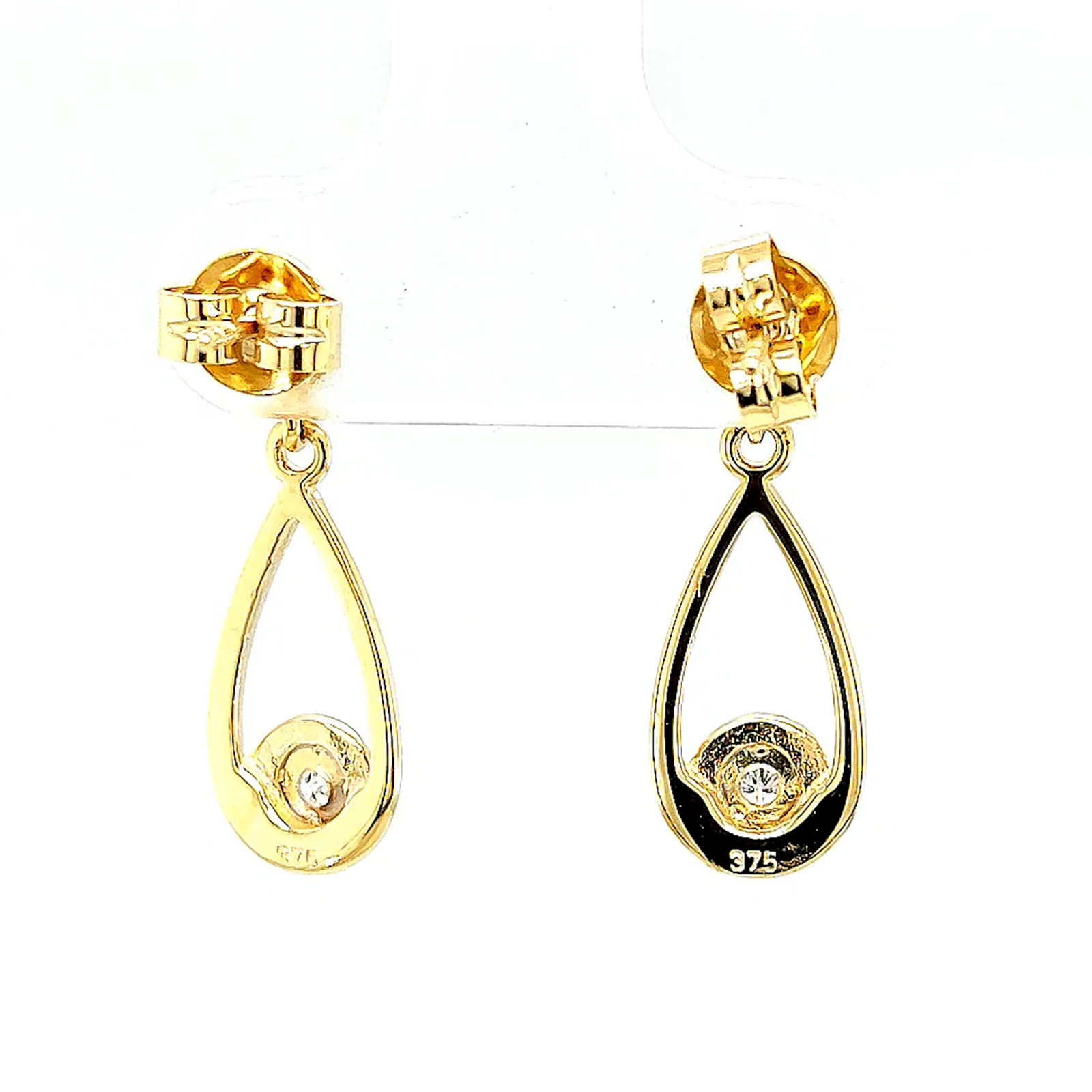 9ct Yellow Gold Round Brilliant Cut & Diamond Set Drop Earrings - Image 41