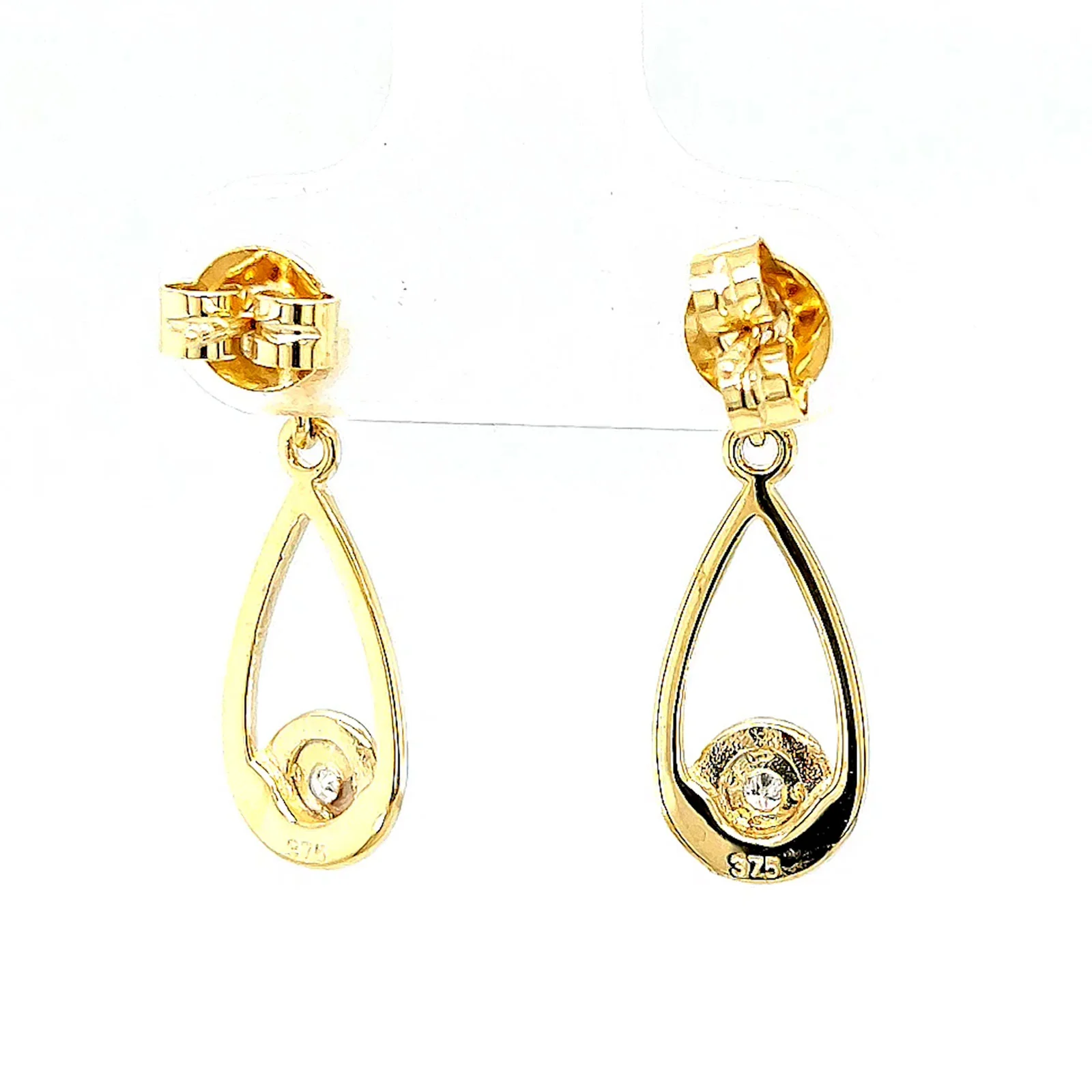 9ct Yellow Gold Round Brilliant Cut & Diamond Set Drop Earrings - Image 42