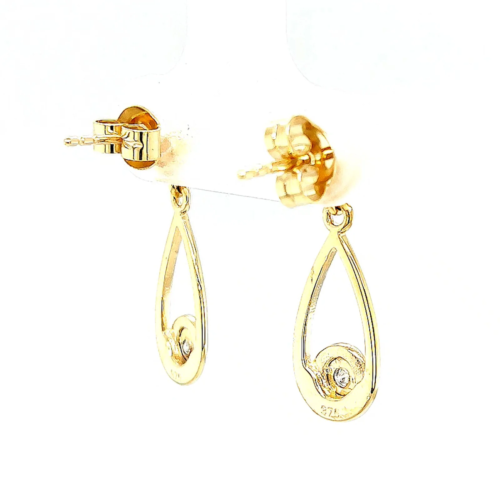 9ct Yellow Gold Round Brilliant Cut & Diamond Set Drop Earrings - Image 48