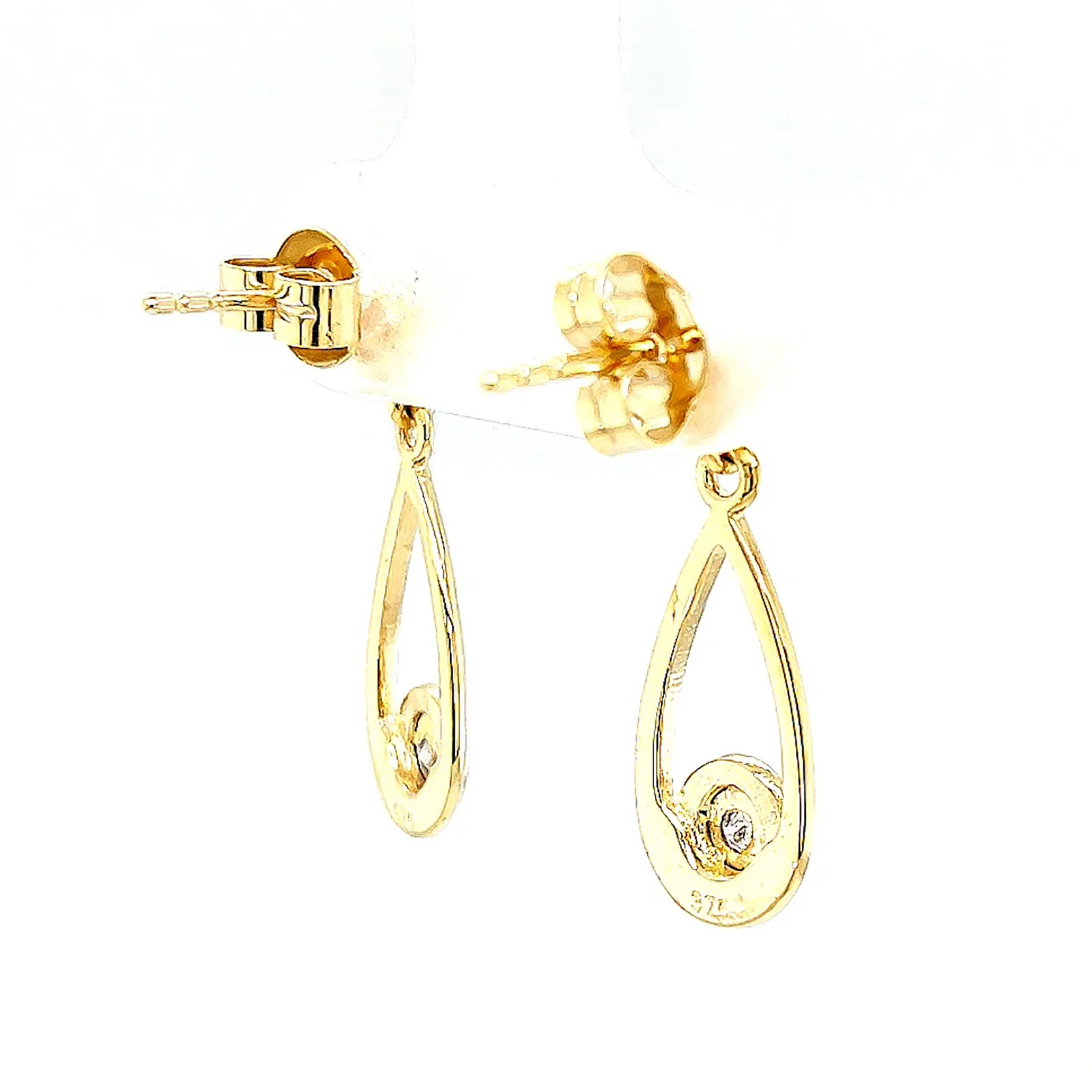 9ct Yellow Gold Round Brilliant Cut & Diamond Set Drop Earrings - Image 49