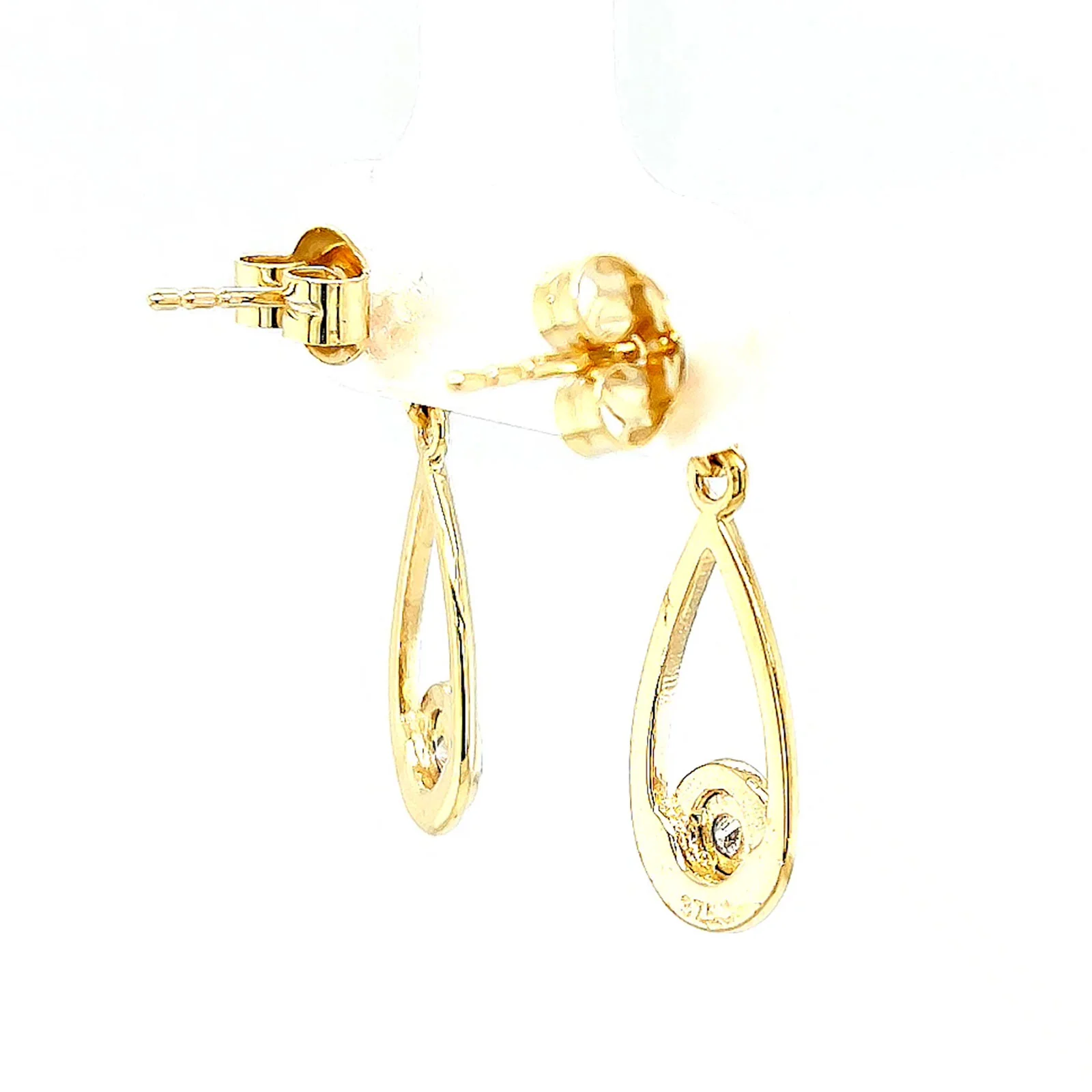 9ct Yellow Gold Round Brilliant Cut & Diamond Set Drop Earrings - Image 50