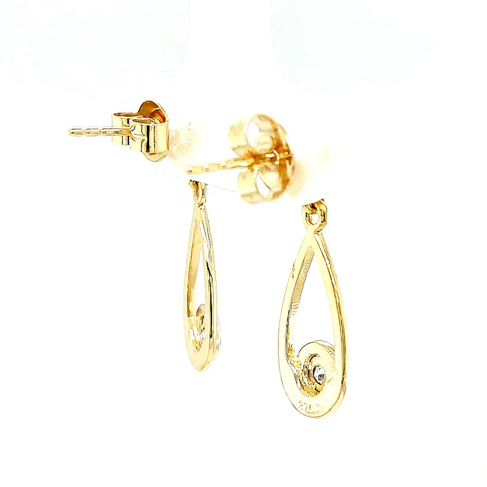 9ct Yellow Gold Round Brilliant Cut & Diamond Set Drop Earrings - Image 51