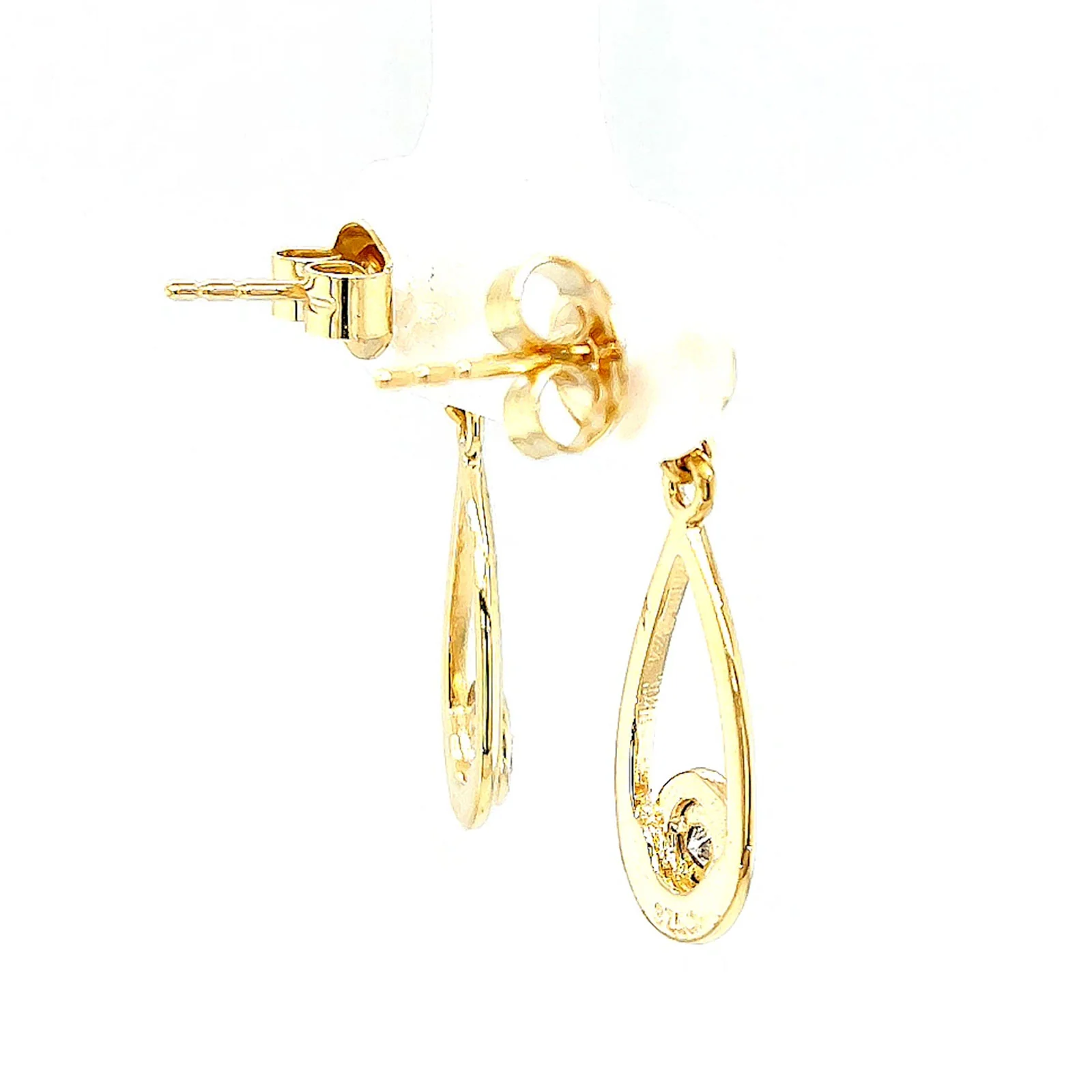 9ct Yellow Gold Round Brilliant Cut & Diamond Set Drop Earrings - Image 52