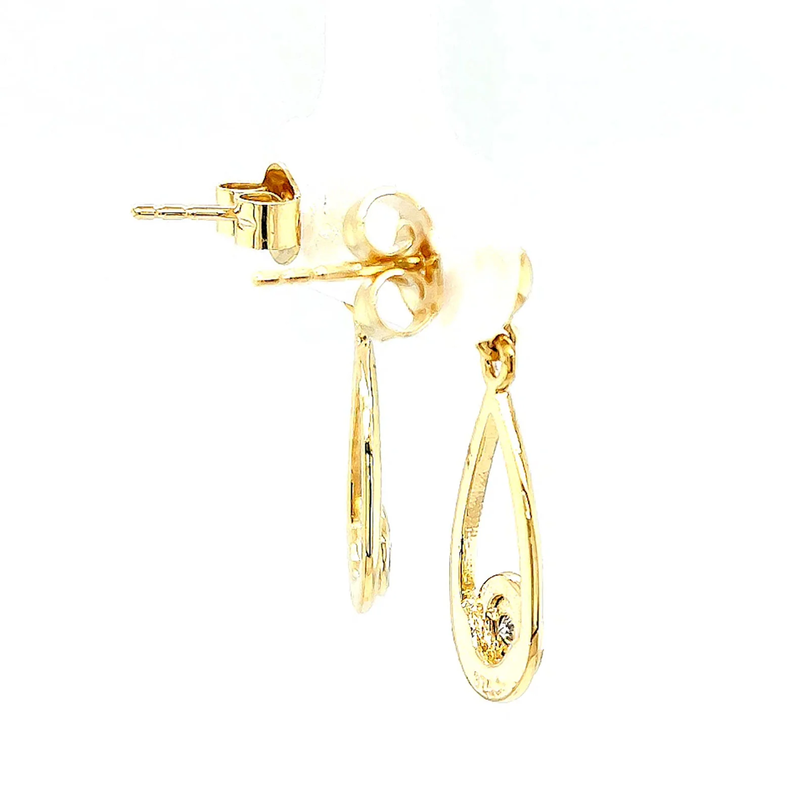 9ct Yellow Gold Round Brilliant Cut & Diamond Set Drop Earrings - Image 53