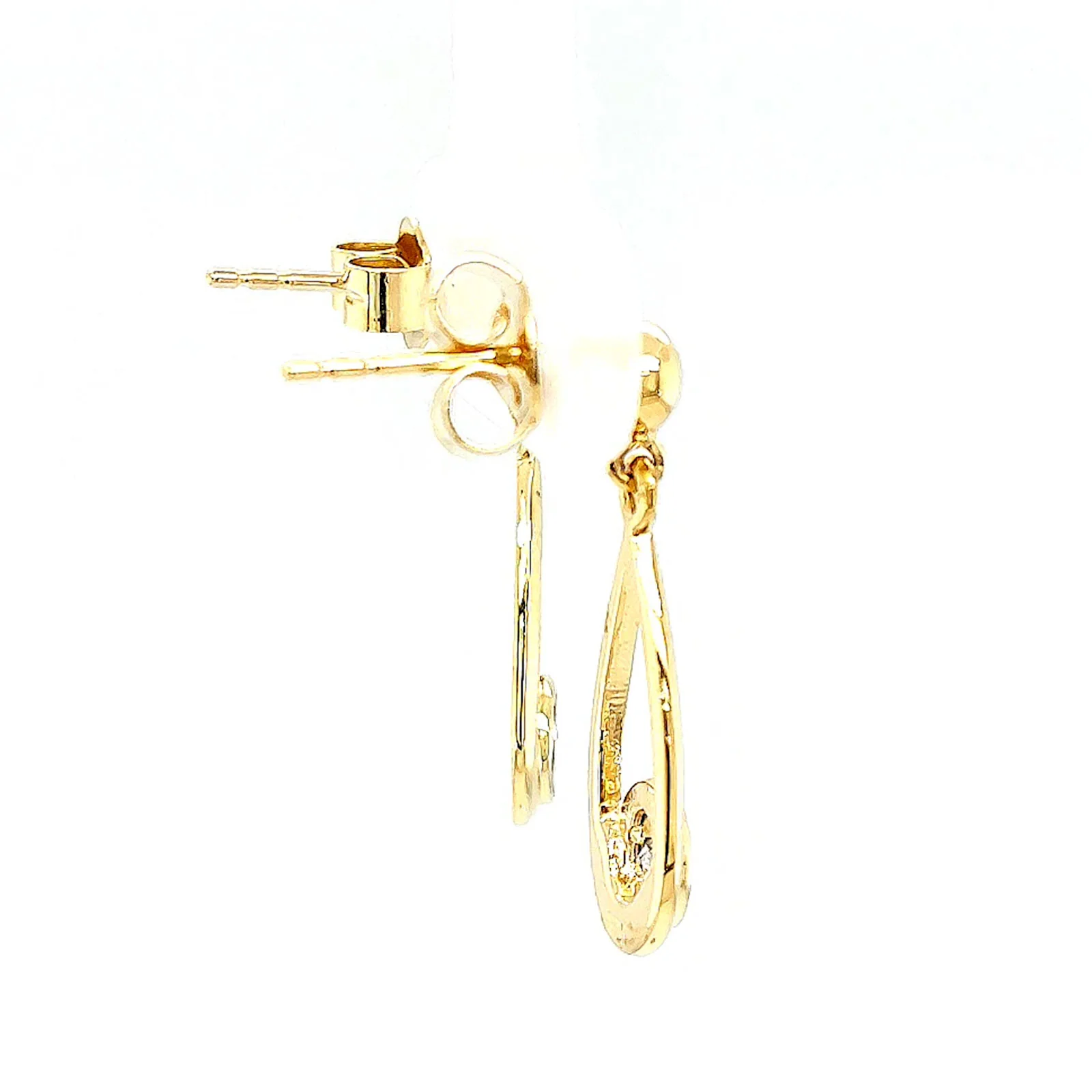 9ct Yellow Gold Round Brilliant Cut & Diamond Set Drop Earrings - Image 55