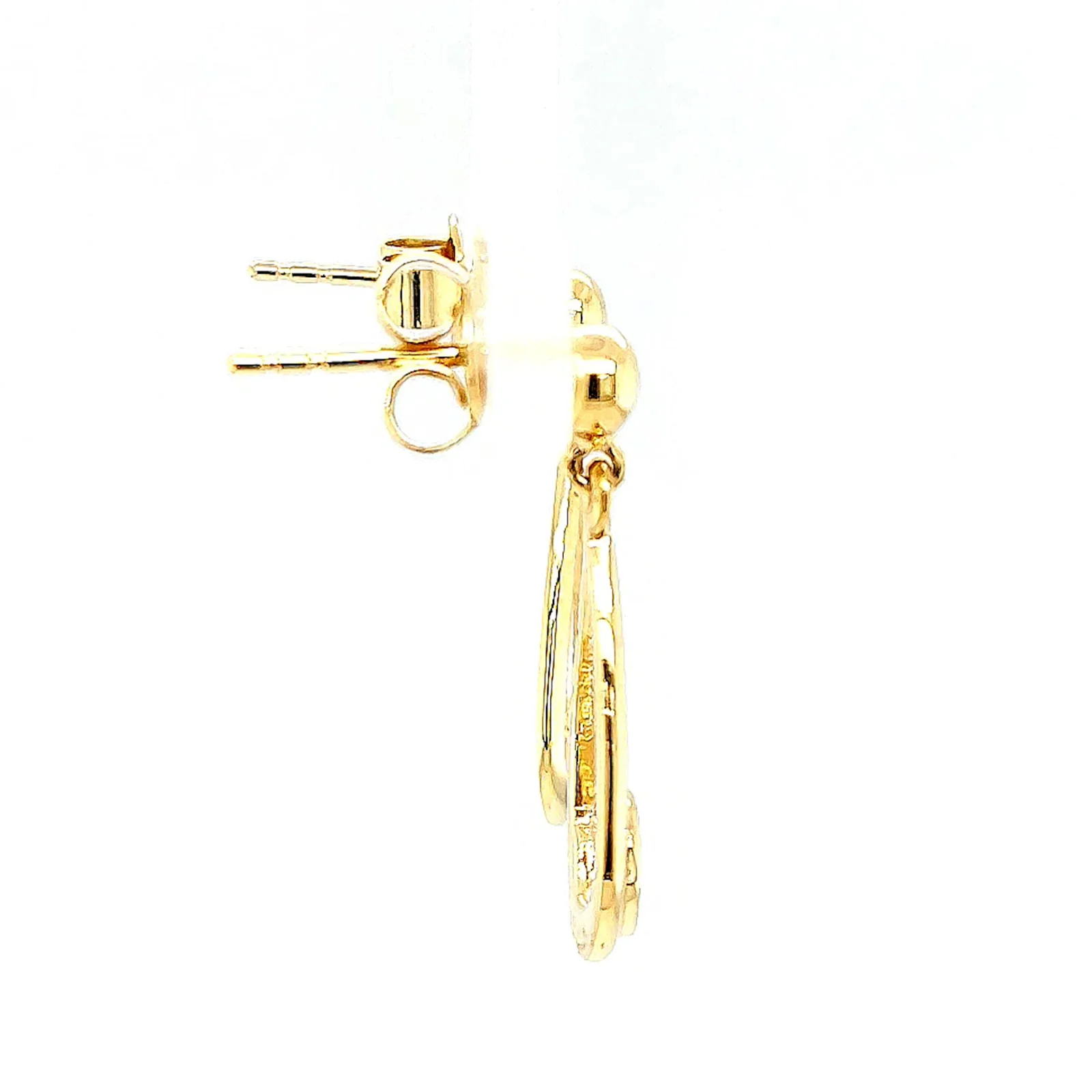 9ct Yellow Gold Round Brilliant Cut & Diamond Set Drop Earrings - Image 57