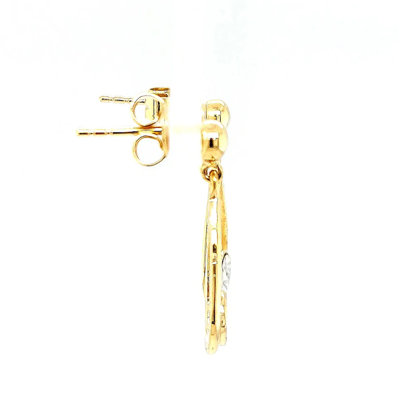 9ct Yellow Gold Round Brilliant Cut & Diamond Set Drop Earrings - Image 58