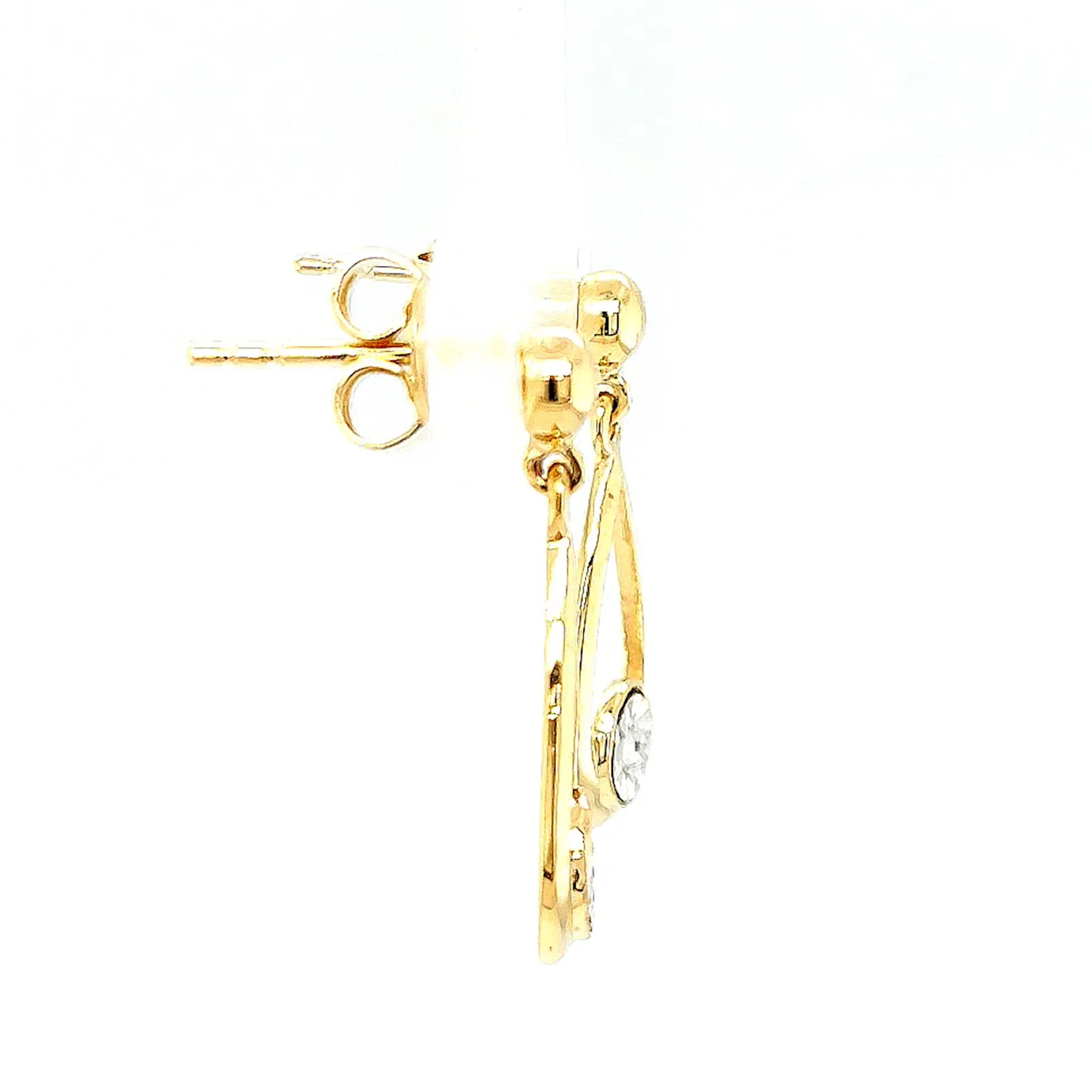 9ct Yellow Gold Round Brilliant Cut & Diamond Set Drop Earrings - Image 59