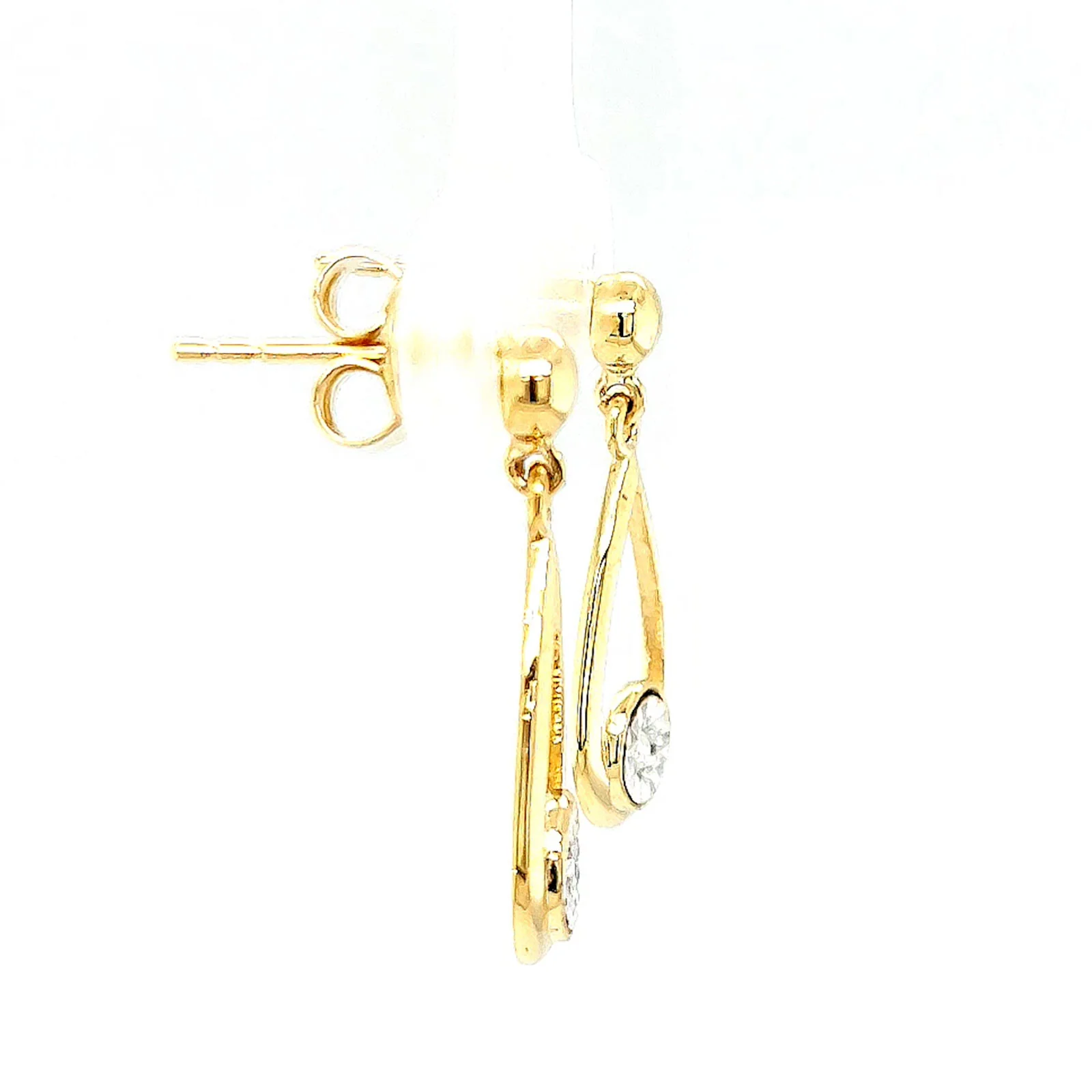 9ct Yellow Gold Round Brilliant Cut & Diamond Set Drop Earrings - Image 60