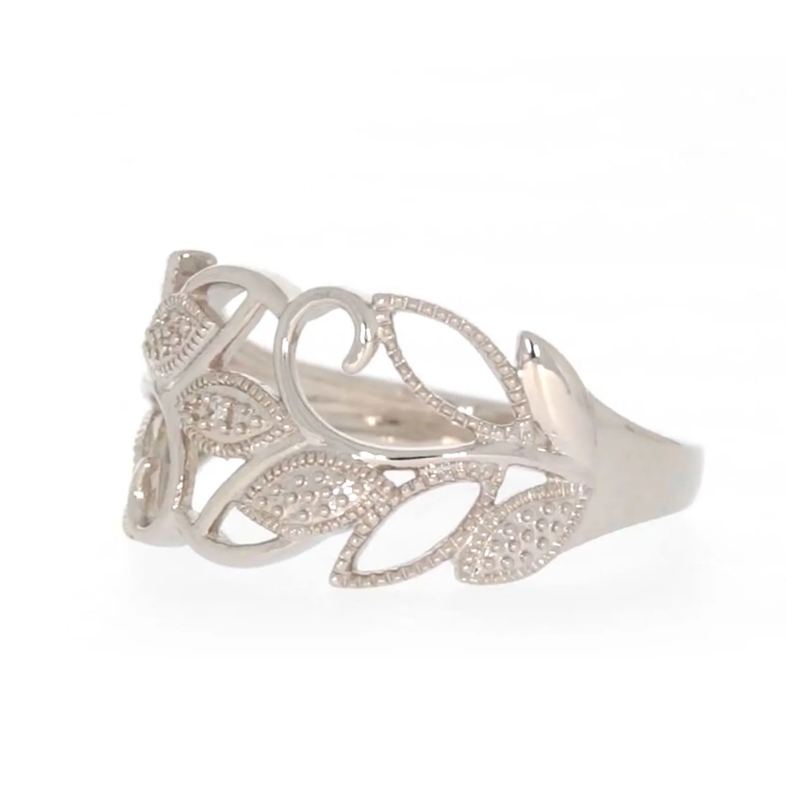 Sterling Silver Diamond Set Leaf Ring - Image 10