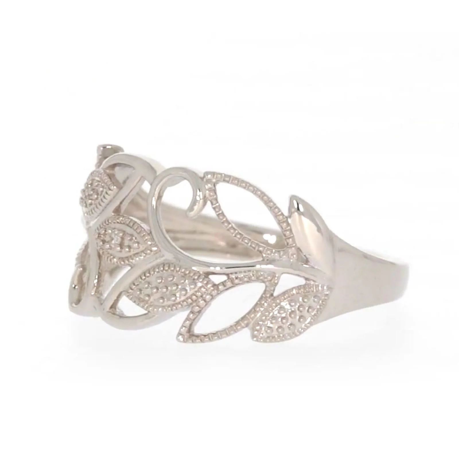 Sterling Silver Diamond Set Leaf Ring - Image 11