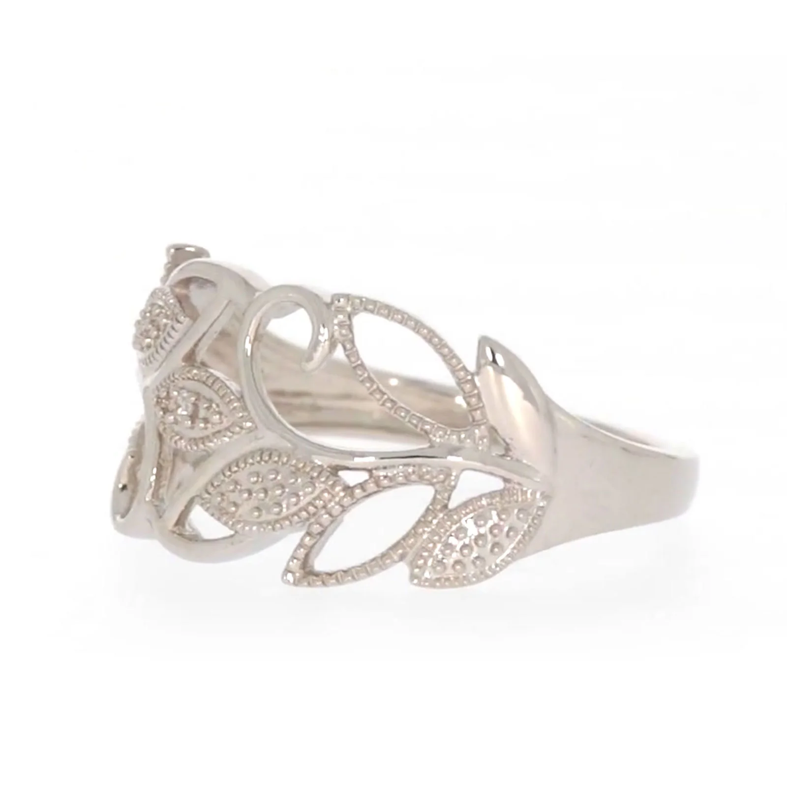 Sterling Silver Diamond Set Leaf Ring - Image 12