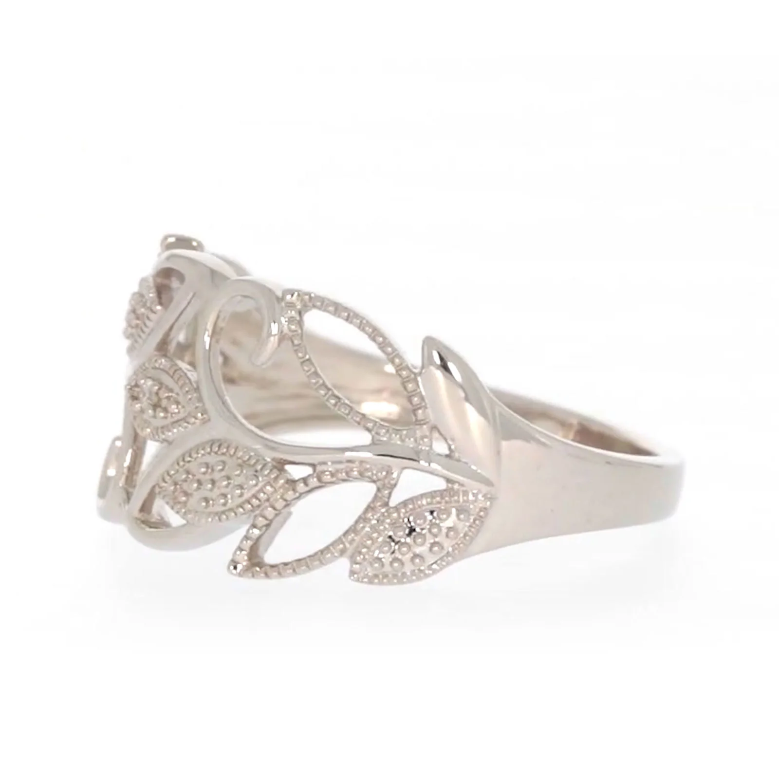 Sterling Silver Diamond Set Leaf Ring - Image 14