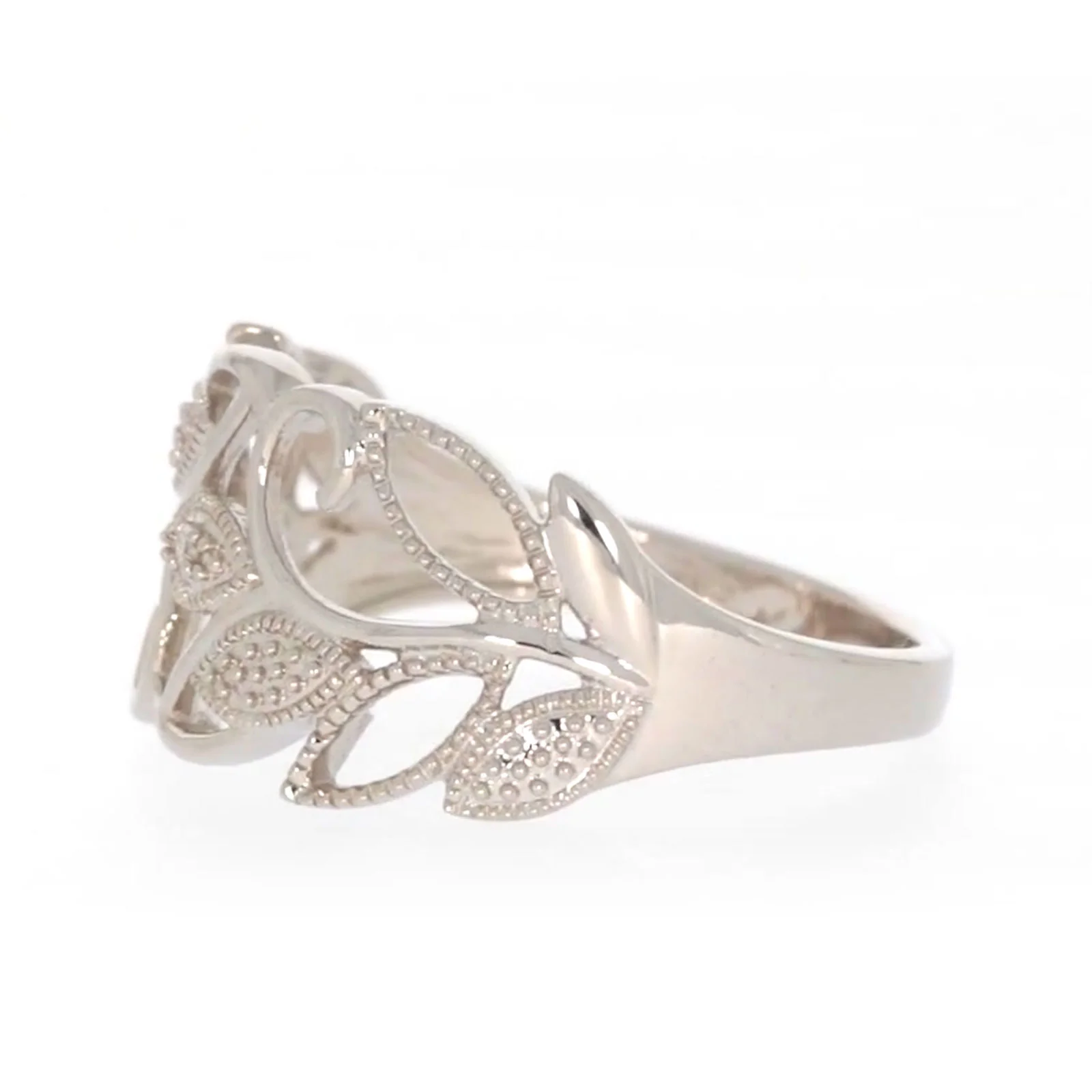 Sterling Silver Diamond Set Leaf Ring - Image 15