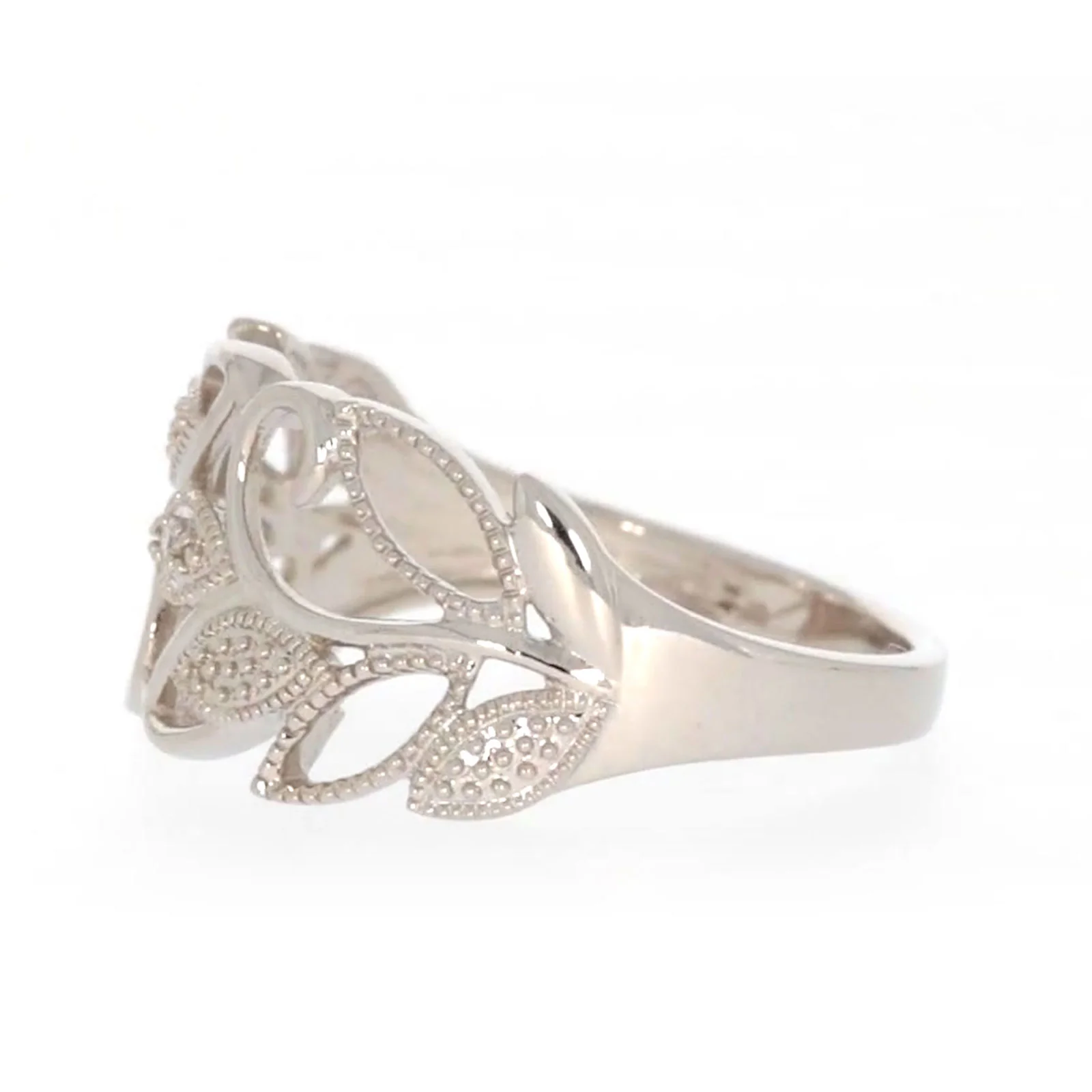Sterling Silver Diamond Set Leaf Ring - Image 16