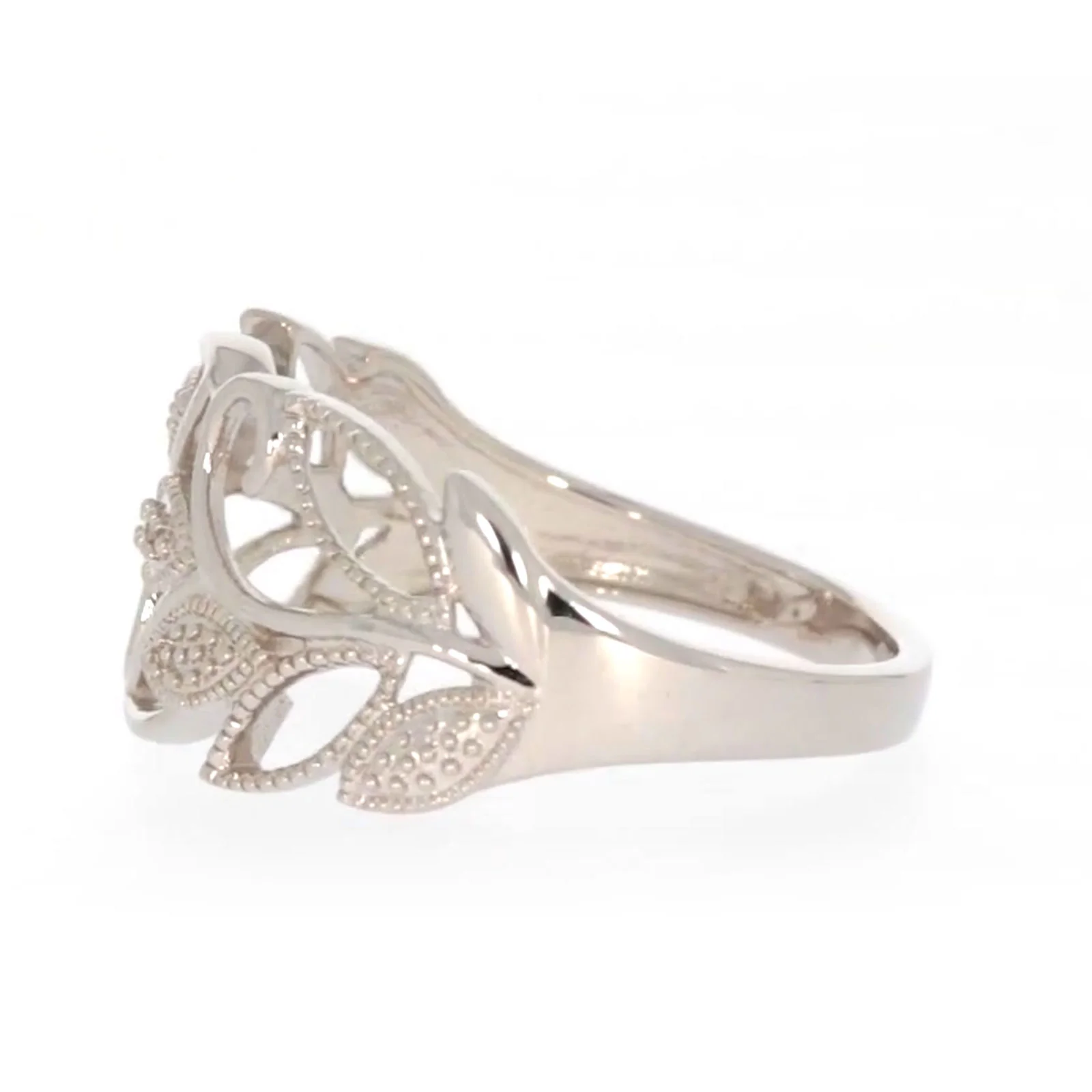 Sterling Silver Diamond Set Leaf Ring - Image 18
