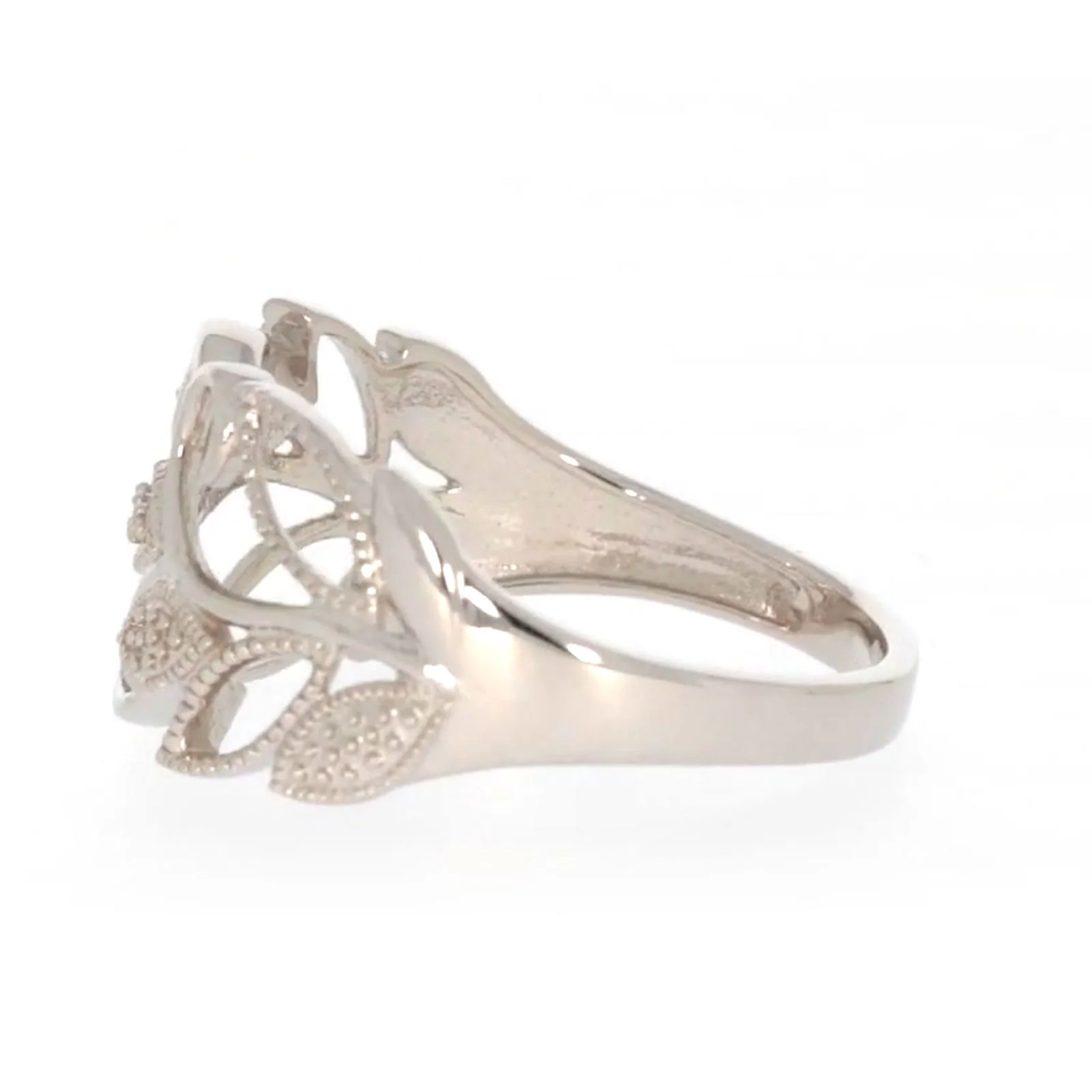 Sterling Silver Diamond Set Leaf Ring - Image 20