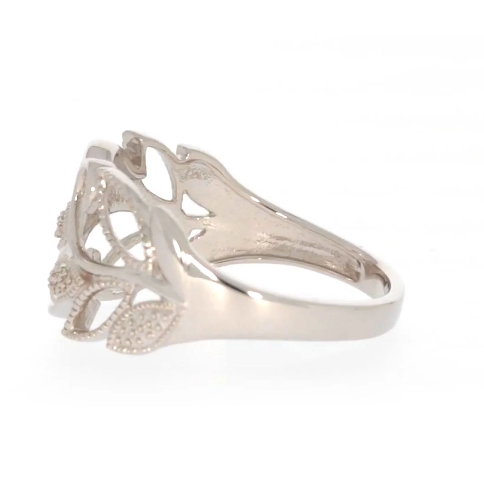 Sterling Silver Diamond Set Leaf Ring - Image 21