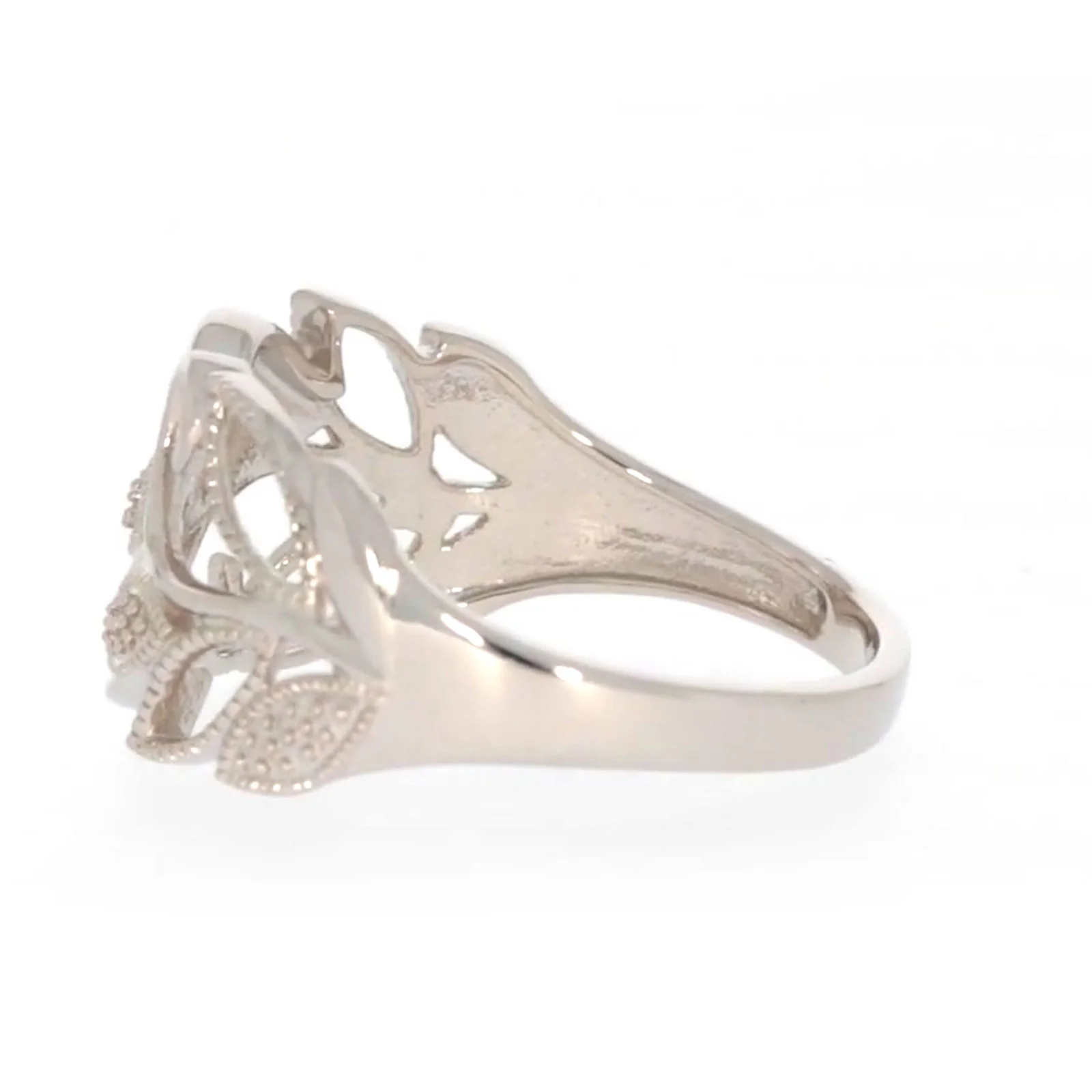 Sterling Silver Diamond Set Leaf Ring - Image 22