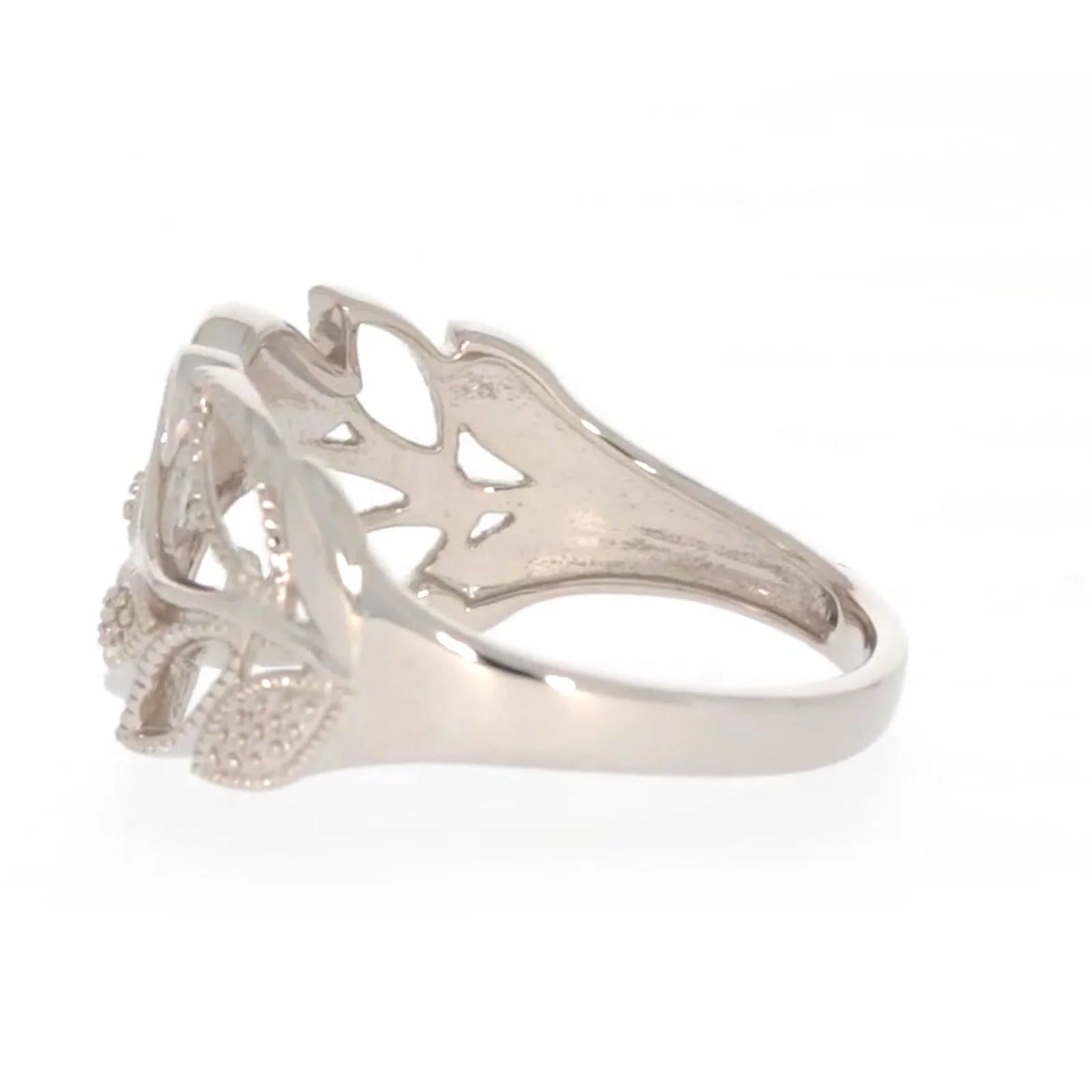 Sterling Silver Diamond Set Leaf Ring - Image 23