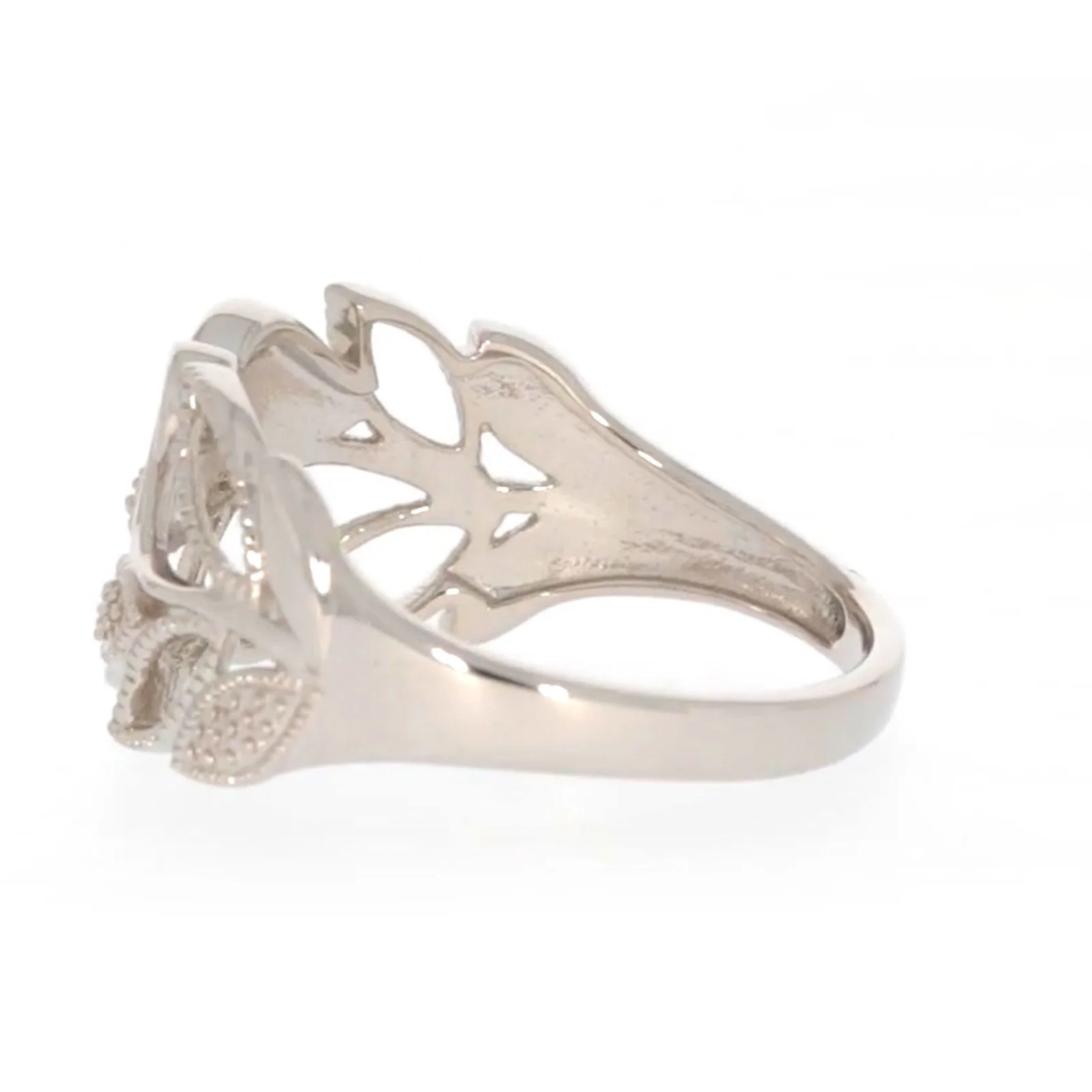 Sterling Silver Diamond Set Leaf Ring - Image 24