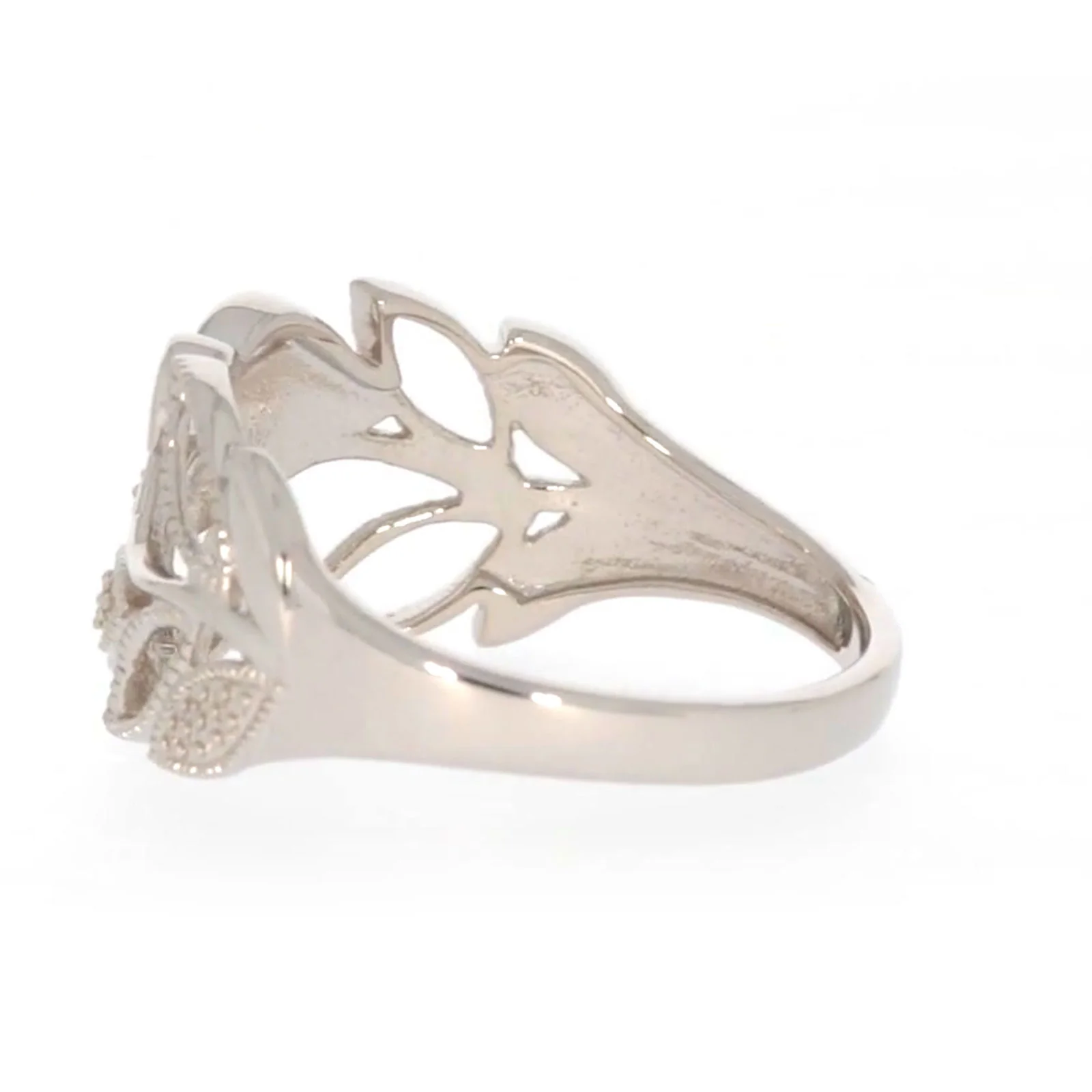 Sterling Silver Diamond Set Leaf Ring - Image 25